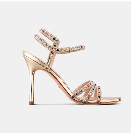 Dior o1w1db10924 Gem Heeled Sandal in Golden Size US 7 / IT 37 - 1 Thumbnail