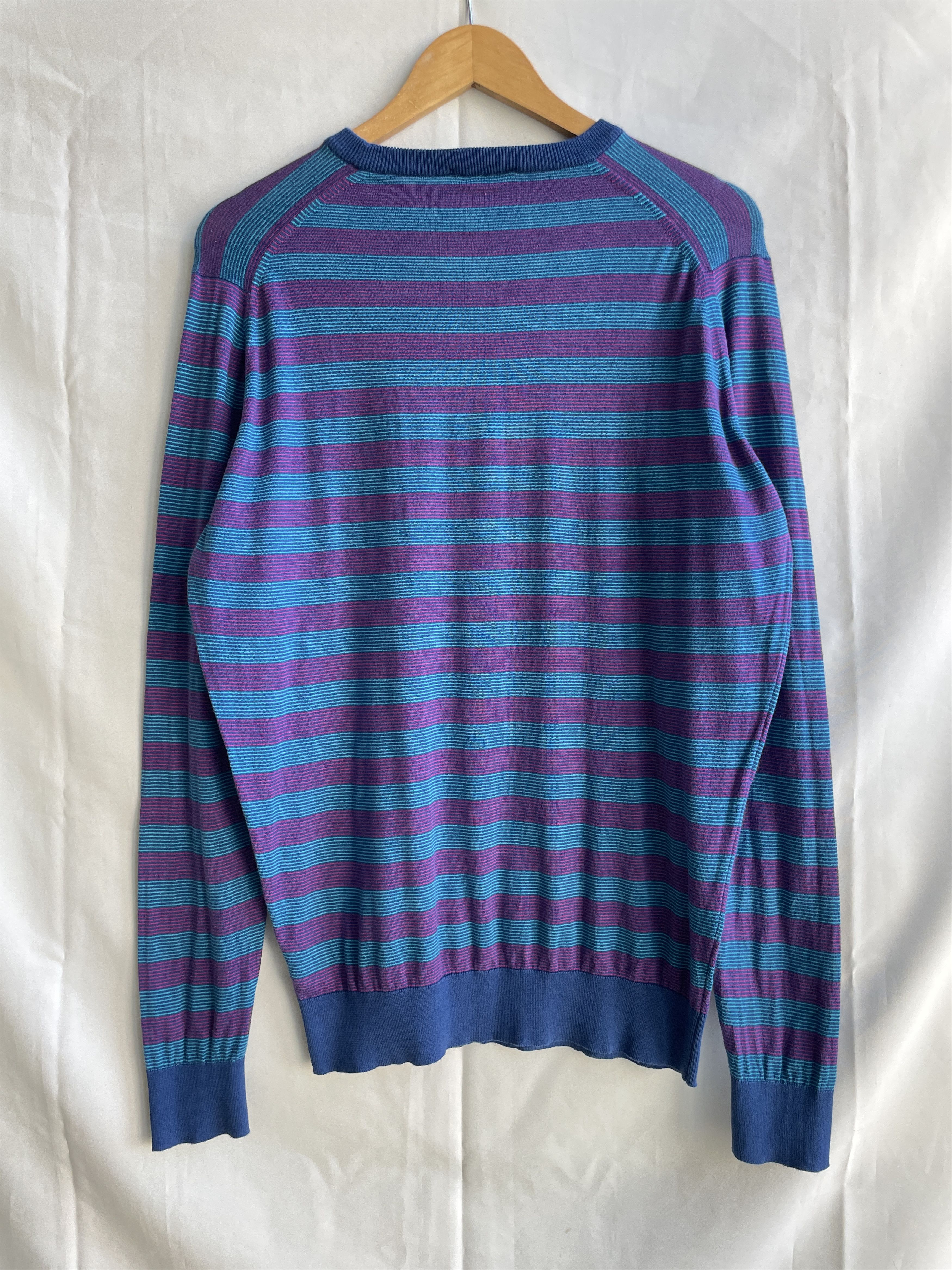 John Smedley John Smedley Striped Purple Blue Cotton Sweater Size M Size US M / EU 48-50 / 2 - 2 Thumbnail
