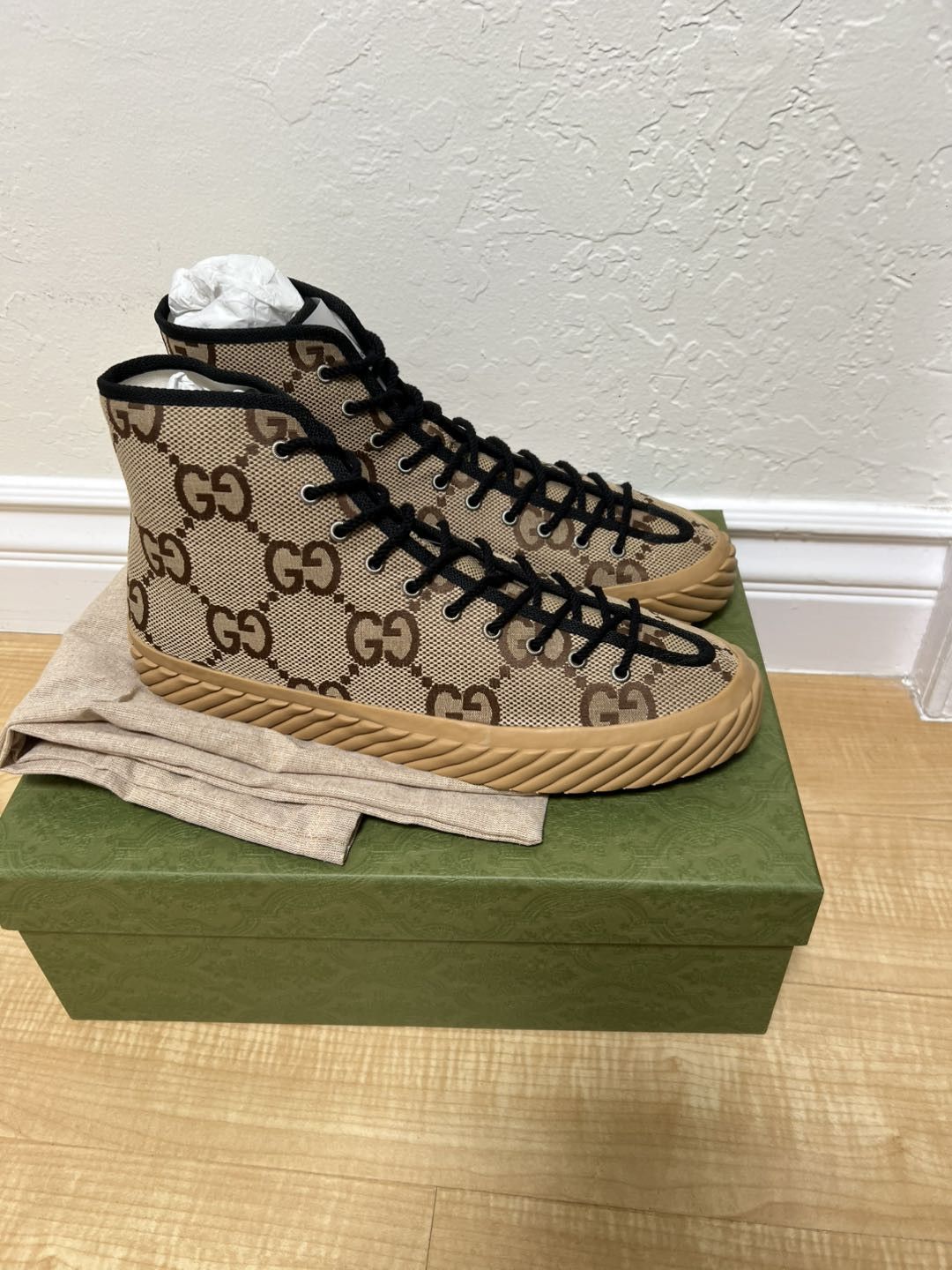 Gucci Gucci Maxi GG High Top Beige Ebony Size US 13 / EU 46 - 1 Thumbnail