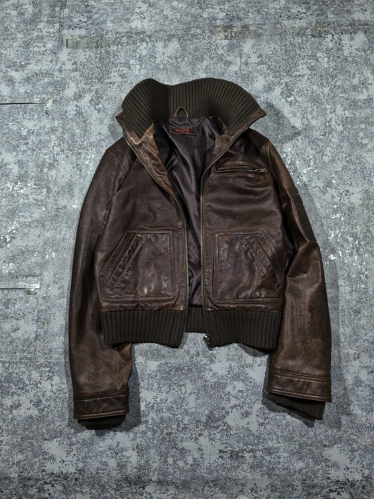 Hysteric Glamour Vtg Brown Leather Bomber Jacket Hedi Slimane Junya Watanabe Size US S / EU 44-46 / 1 - 5 Thumbnail