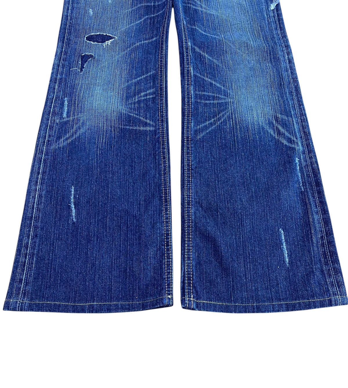 Japanese Brand Distressed Flared Jeans Heavy Whisker Wash Wide Bell Bottom Size US 30 / EU 46 - 5 Thumbnail