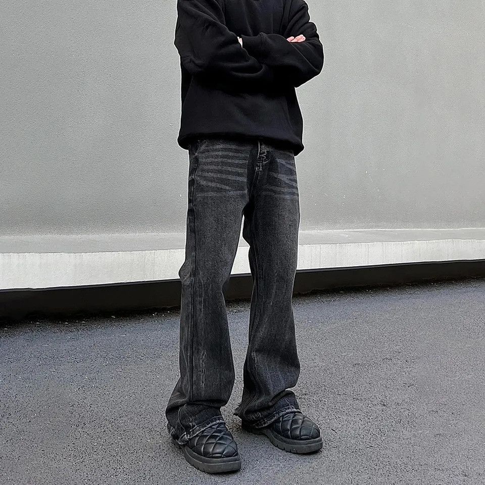 Designer × Japanese Brand × Jean Loose Straight-leg Flared Black Jeans Size US 28 / EU 44 - 3 Thumbnail
