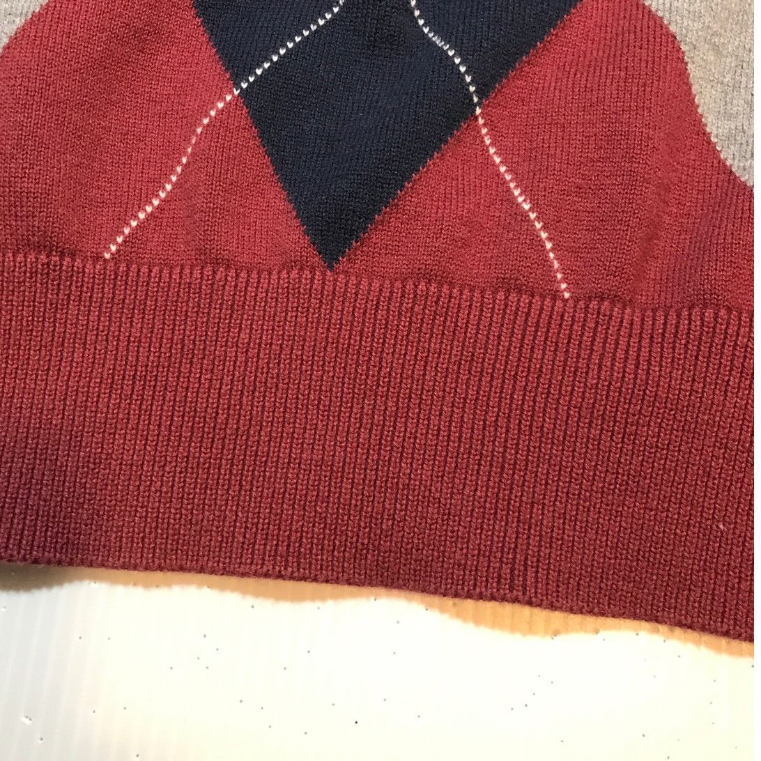 Old Navy Old Navy Red Gray Black Argyle V-neck Long Sleeve Sweater XL Size US XL / EU 56 / 4 - 9 Thumbnail