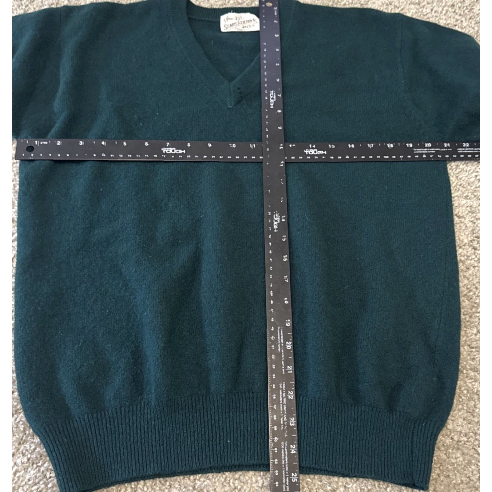 Sears VINTAGE Sears & Roebuck Green Wool Knit V-Neck Sweater L Mens Pullover Size US L / EU 52-54 / 3 - 6 Thumbnail