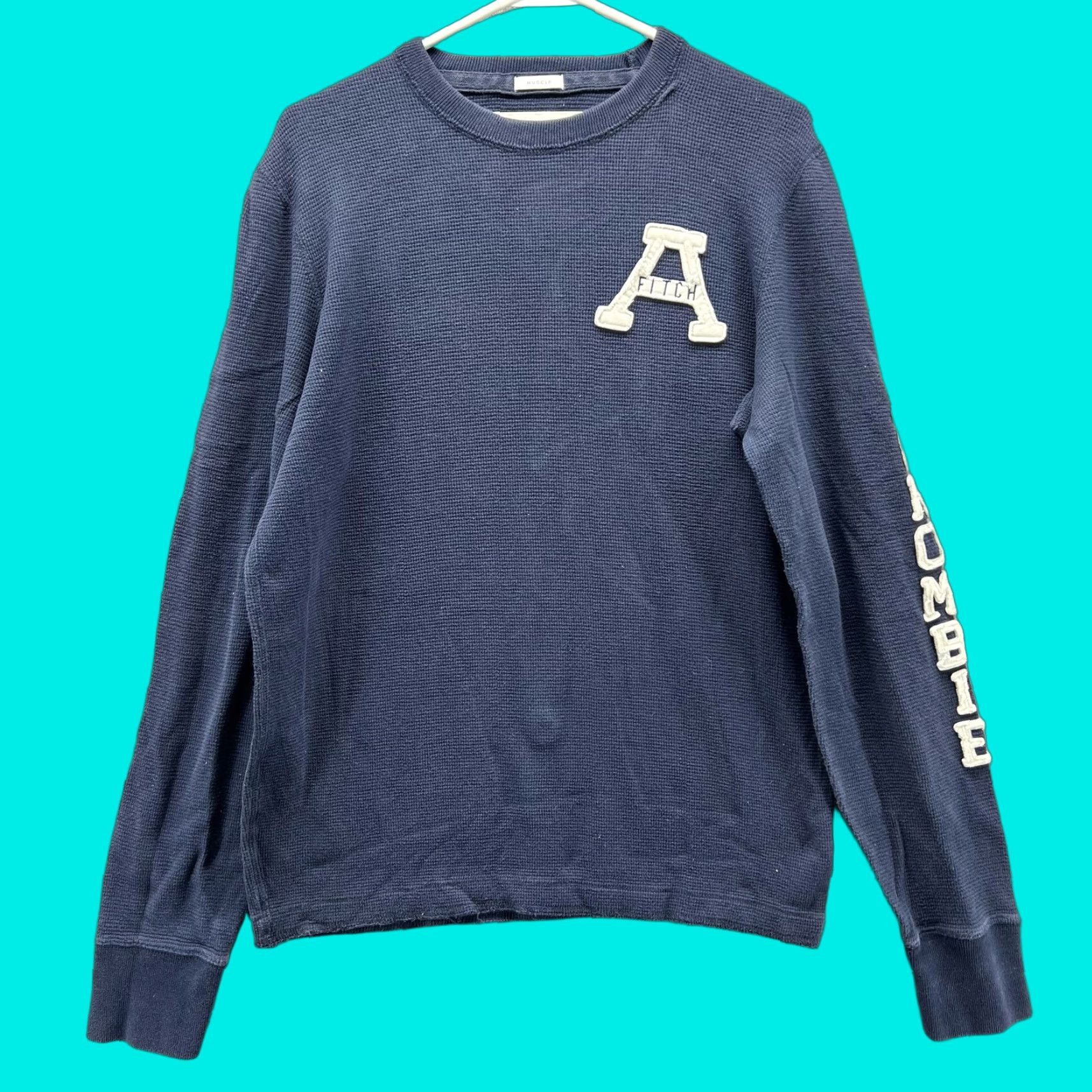 Abercrombie & Fitch Abercrombie & Fitch Shirt Mens L Blue Thermal Muscle A Logo Long Sleeve Size US L / EU 52-54 / 3 - 1 Thumbnail