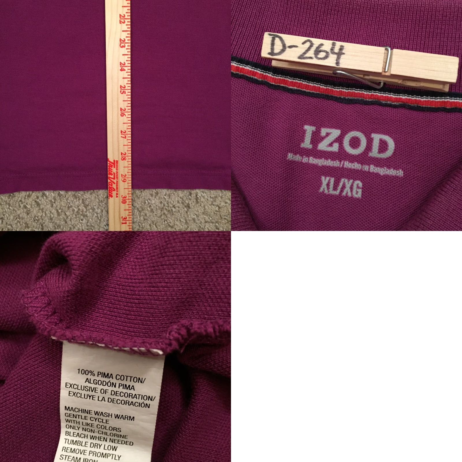 Izod VINTAGE Izod Polo Shirt Mens XL Purple Short Sleeve Knit Size US XL / EU 56 / 4 - 8 Thumbnail