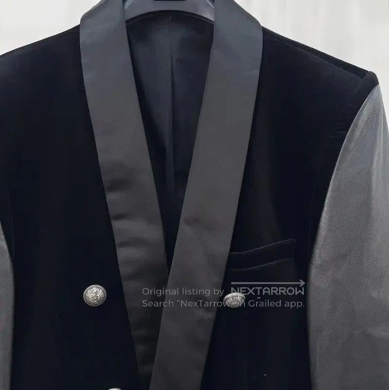 Balmain Balmain Black Leather and Velvet Short Jacket . Size US XL / EU 56 / 4 - 3 Thumbnail