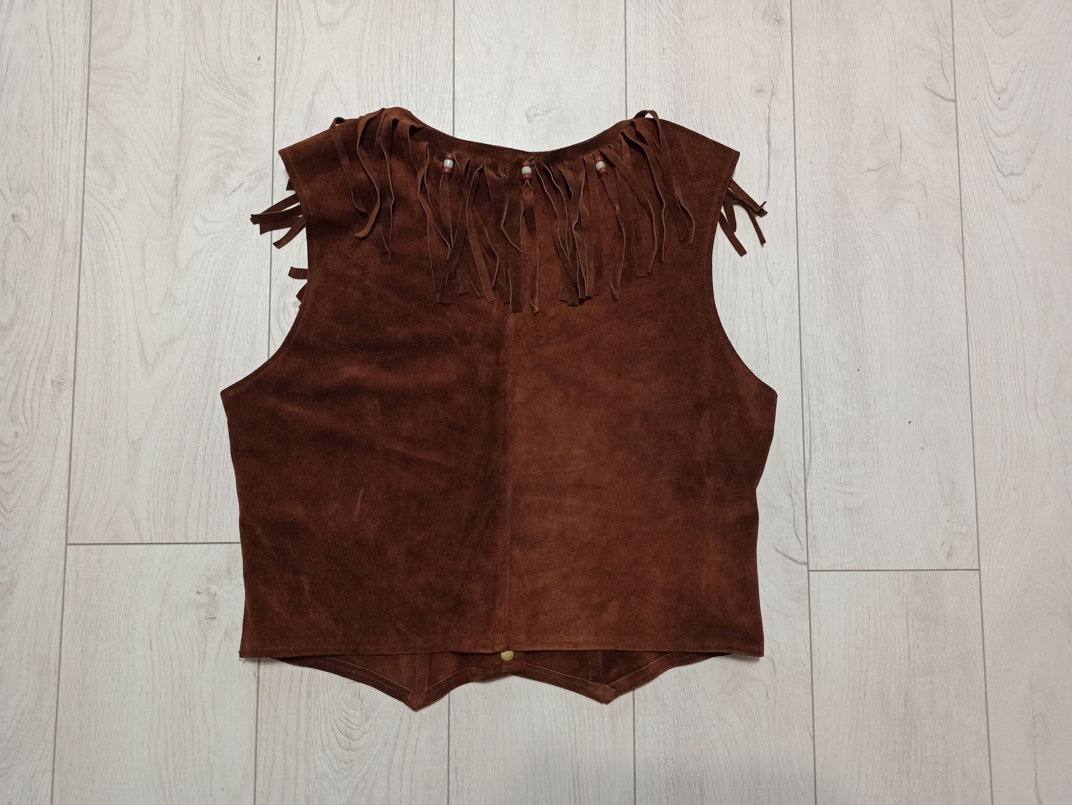 Leather Cow Boy Dream Paris Vintage Suede Fringe Western Vest M Size M / US 6-8 / IT 42-44 - 5 Thumbnail
