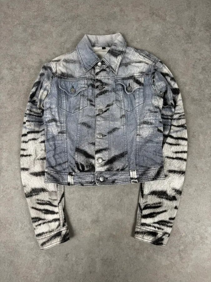 Roberto Cavalli SS2002 Cavalli Blue & White Zebra Savage Denim Jacket Size S / US 4 / IT 40 - 1 Thumbnail