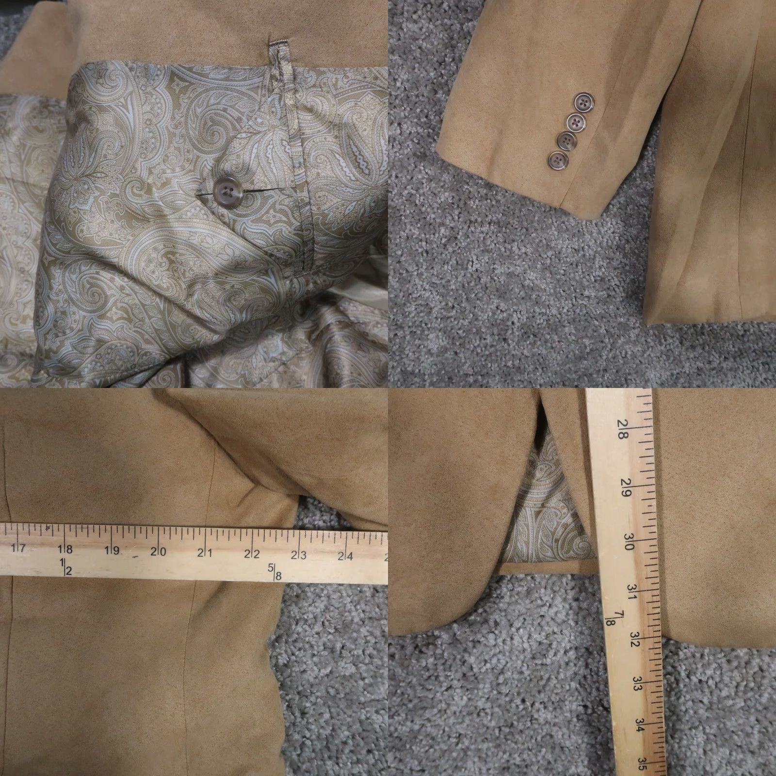 Chaps VINTAGE Chaps Blazer Jacket Single-Breasted Two-Button Notch Lapel Brown 42R Mens Wool Suede, Big & Tall, Solid Pattern, Formal Coat, 1 Piece, EUC Size 42R - 8 Thumbnail