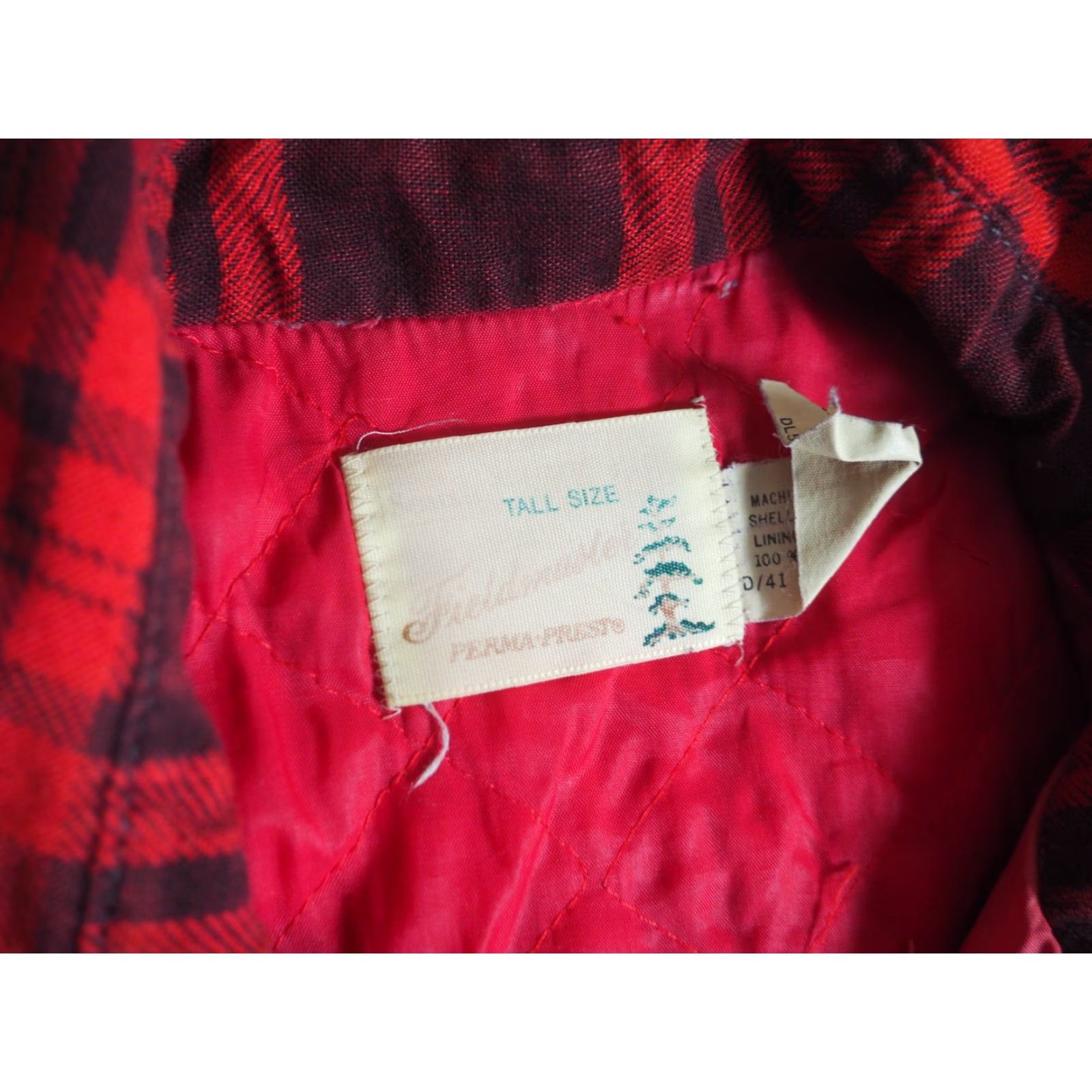 Sears VTG Sears Fieldmaster Red Black Grunge Printed Quilted Flannel Shirt Mens XL Size US XL / EU 56 / 4 - 4 Thumbnail
