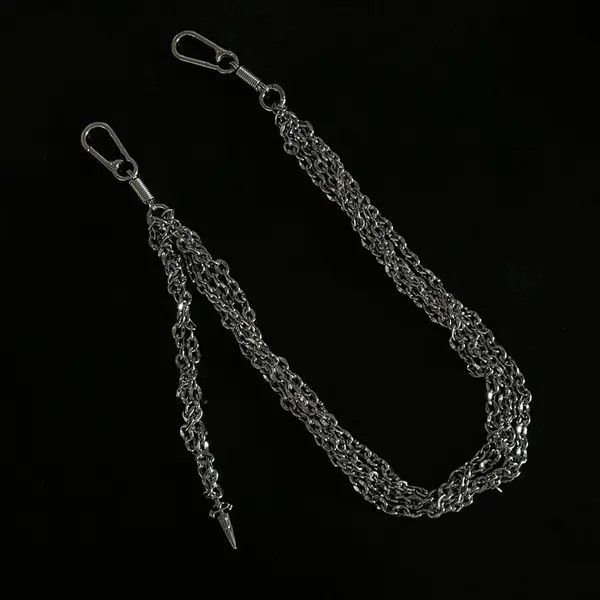 Jewelry Silver Multi-Strand Chain Wallet Chain with Clips Size ONE SIZE - 8 Thumbnail