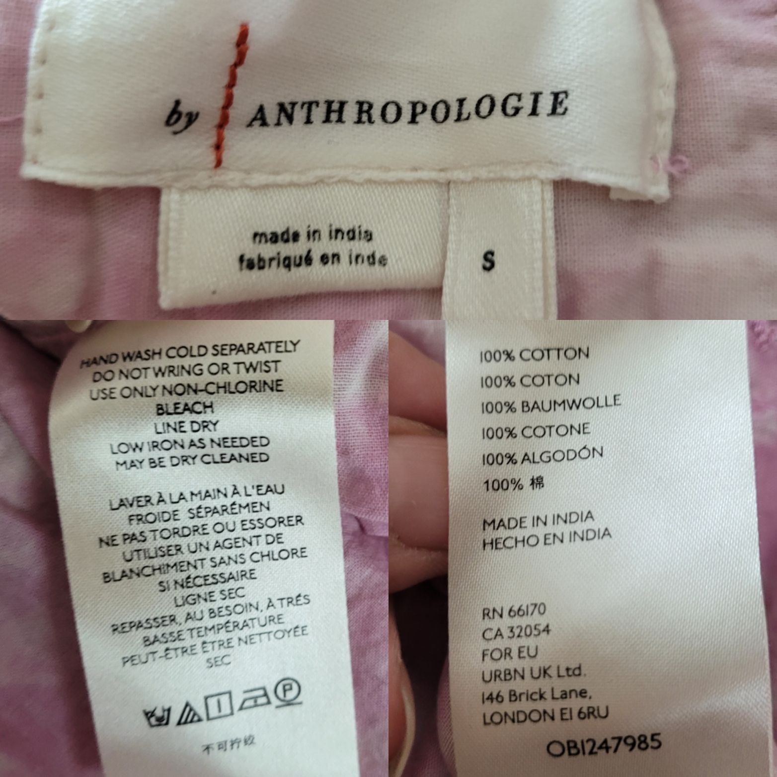 Anthropologie Anthropologie Maxi Skirt S Pink Cotton Tie-Dyed Tiered Embro Size 26" / US 2 / IT 38 - 3 Thumbnail
