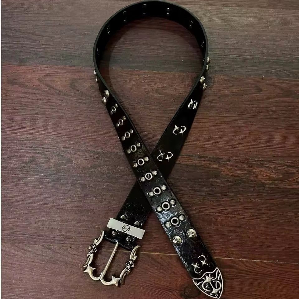 Other Gothic Punk PU Leather Rivet Black Unisex Belt Size ONE SIZE - 1 Thumbnail