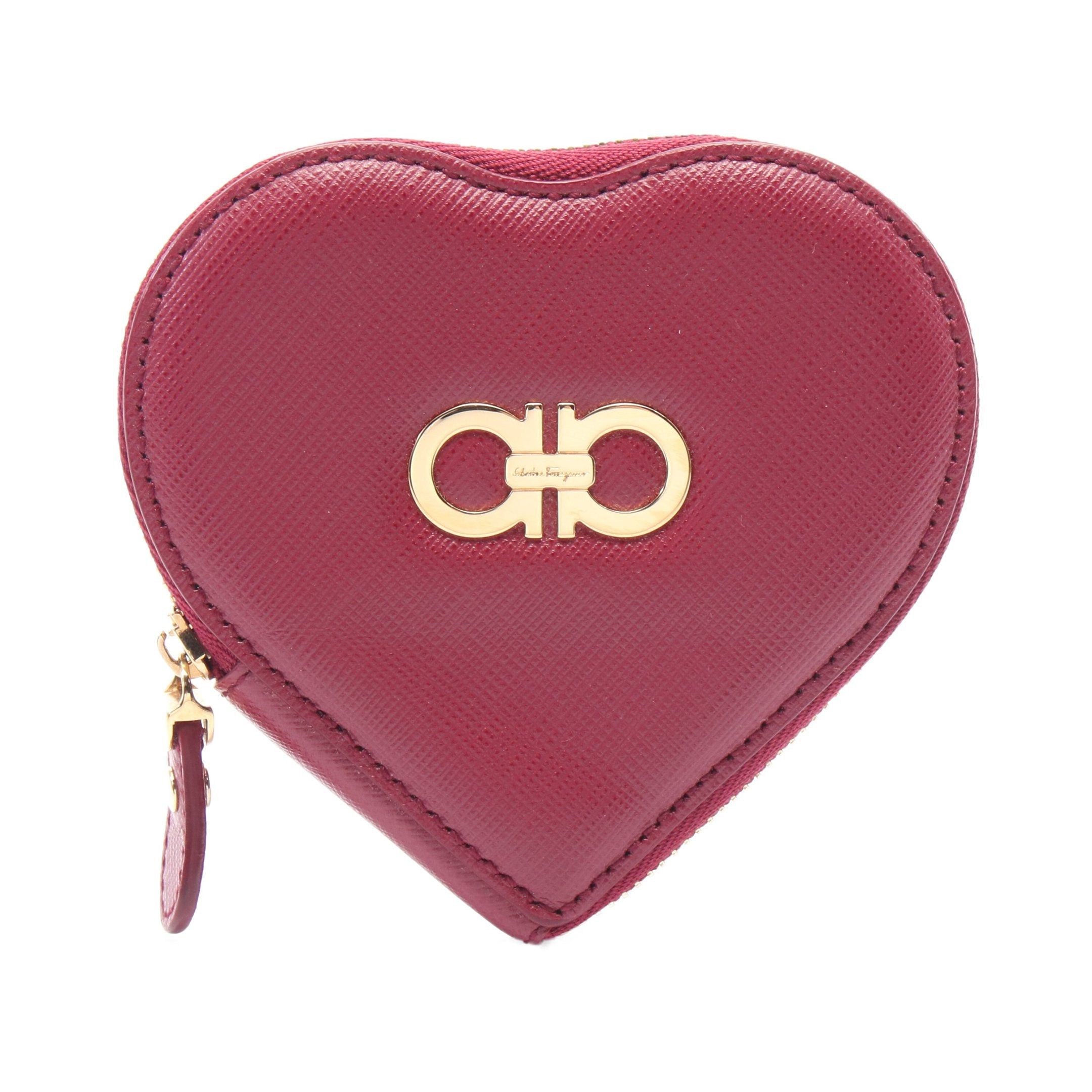 Salvatore Ferragamo Salvatore Ferragamo Gancini Coin Purse Heart Leather Pink Red Size ONE SIZE - 1 Thumbnail