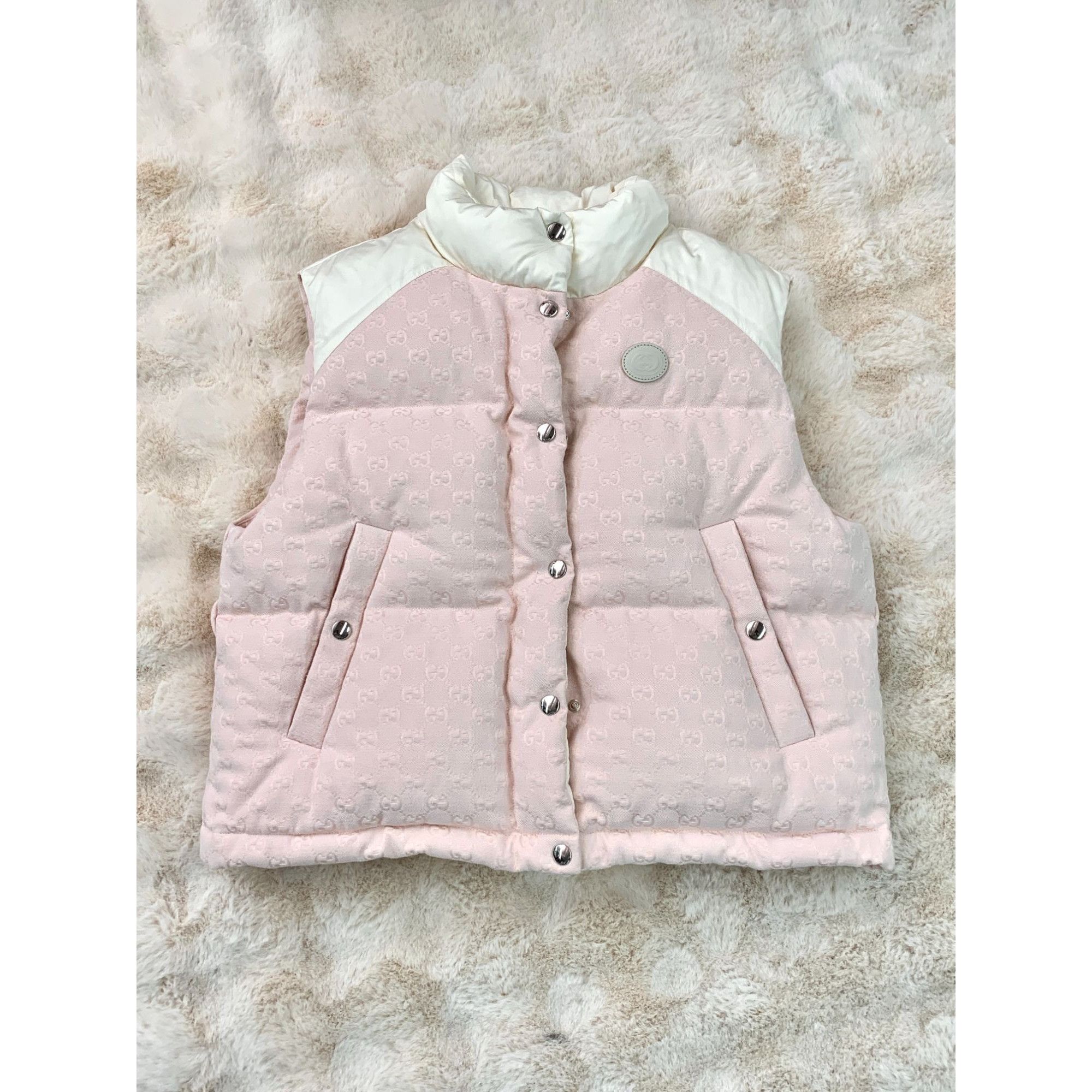 Gucci Gucci GG Monogram Pink & White Puffer Vest With Snap Buttons Size XS / US 0-2 / IT 36-38 - 1 Thumbnail