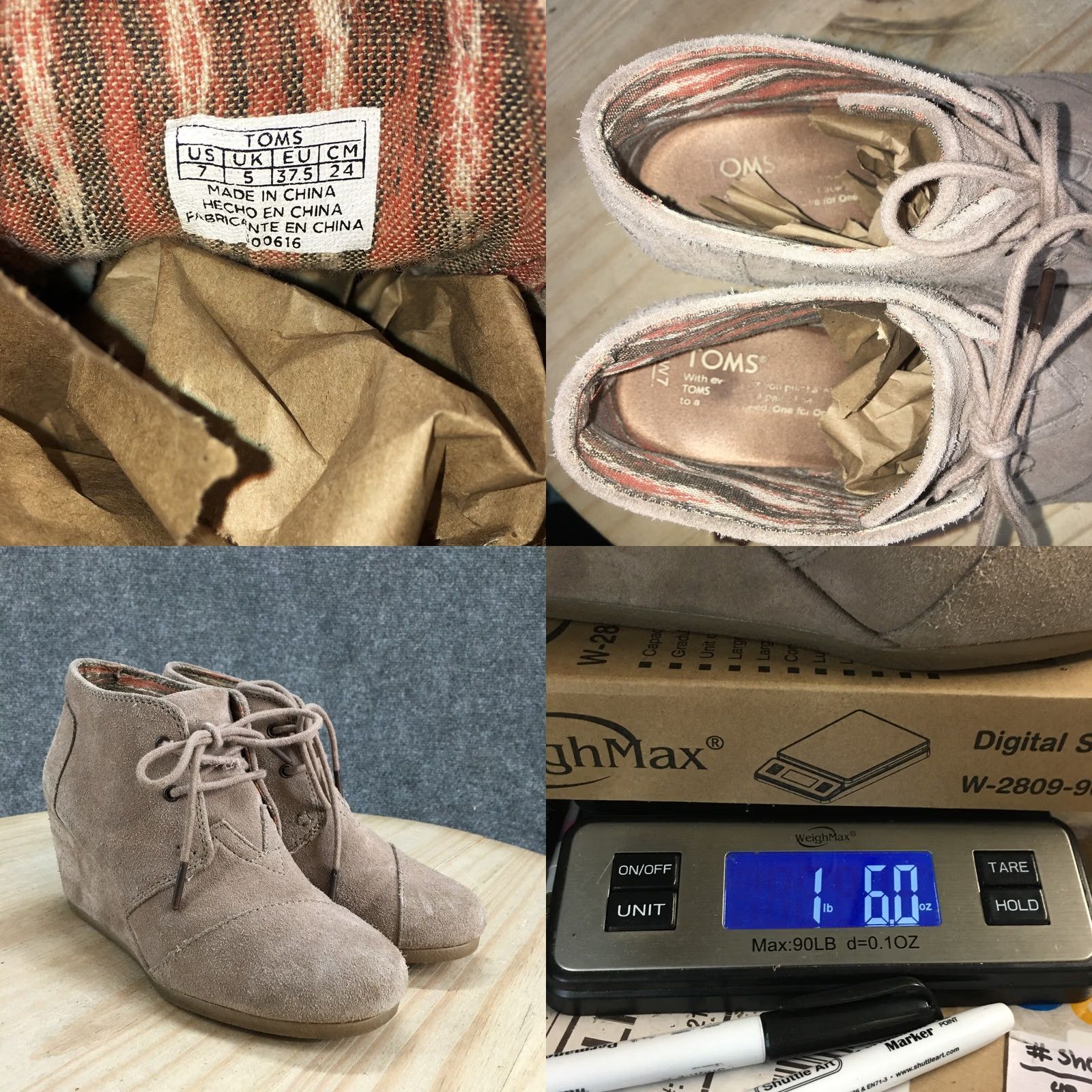 Toms TOMS Boots Womens 7 Wedge Desert Ankle Bootie Lace Up Brown Suede Comfort Casual Shoes Size US 7 / IT 37 - 9 Thumbnail