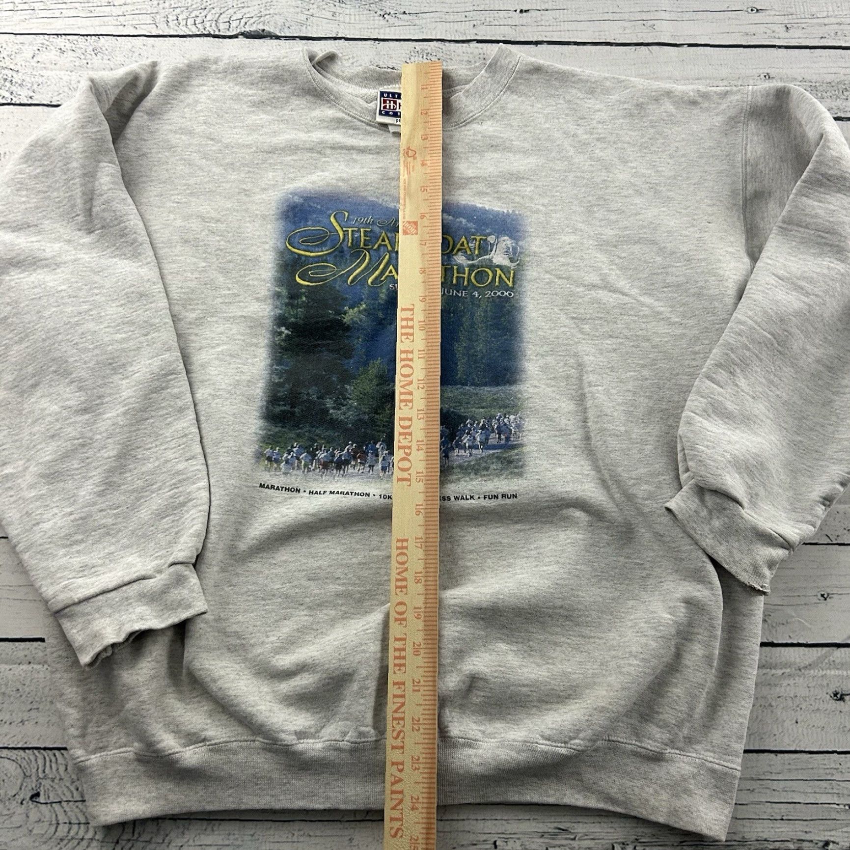 Hanes VINTAGE 2000 Steamboat Marathon Crewneck Sweatshirt Men's Large Gray Size US L / EU 52-54 / 3 - 5 Thumbnail