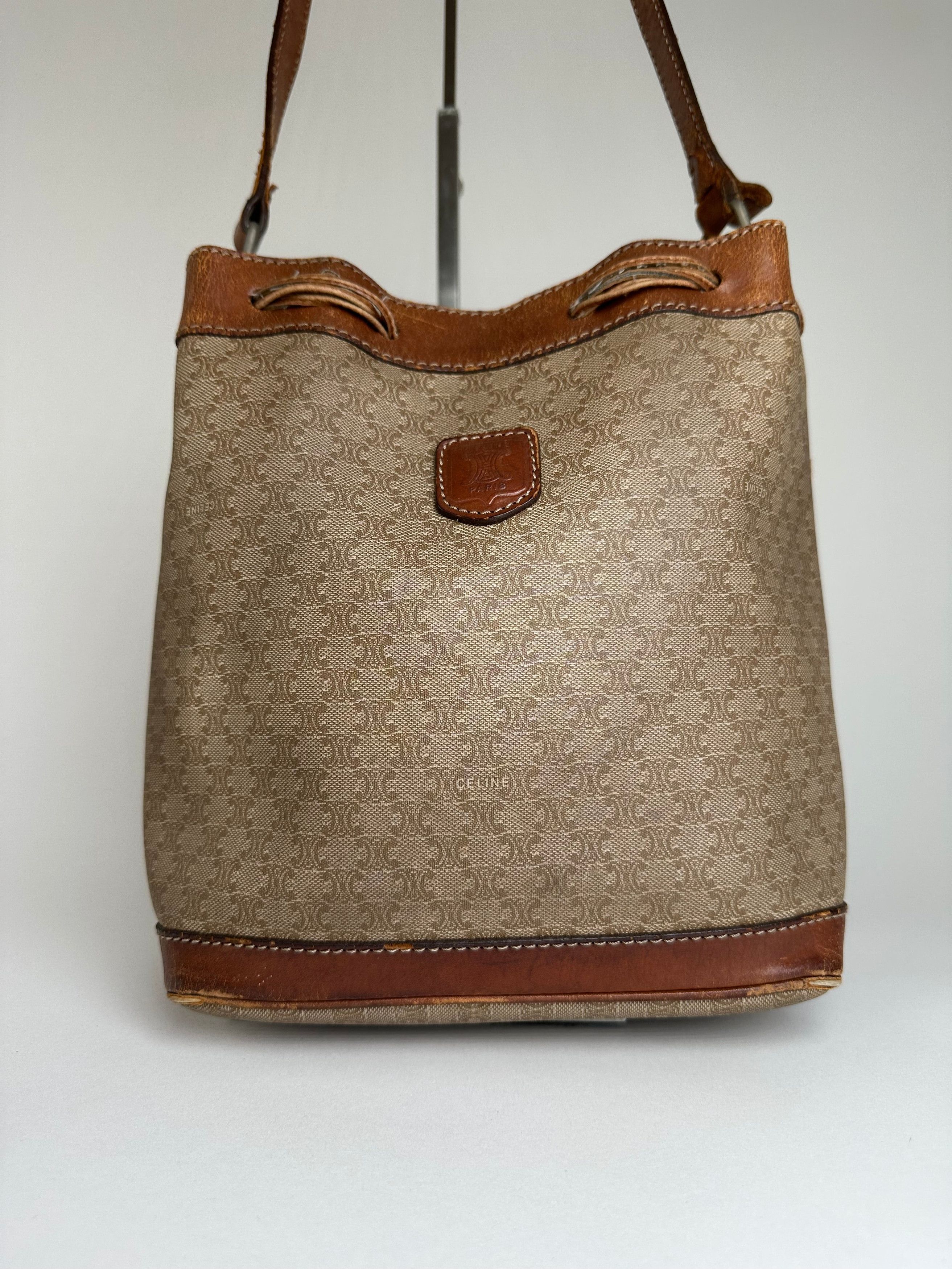 Celine Vintage Macadam Bucket Bag Beige Canvas Size ONE SIZE - 1 Thumbnail