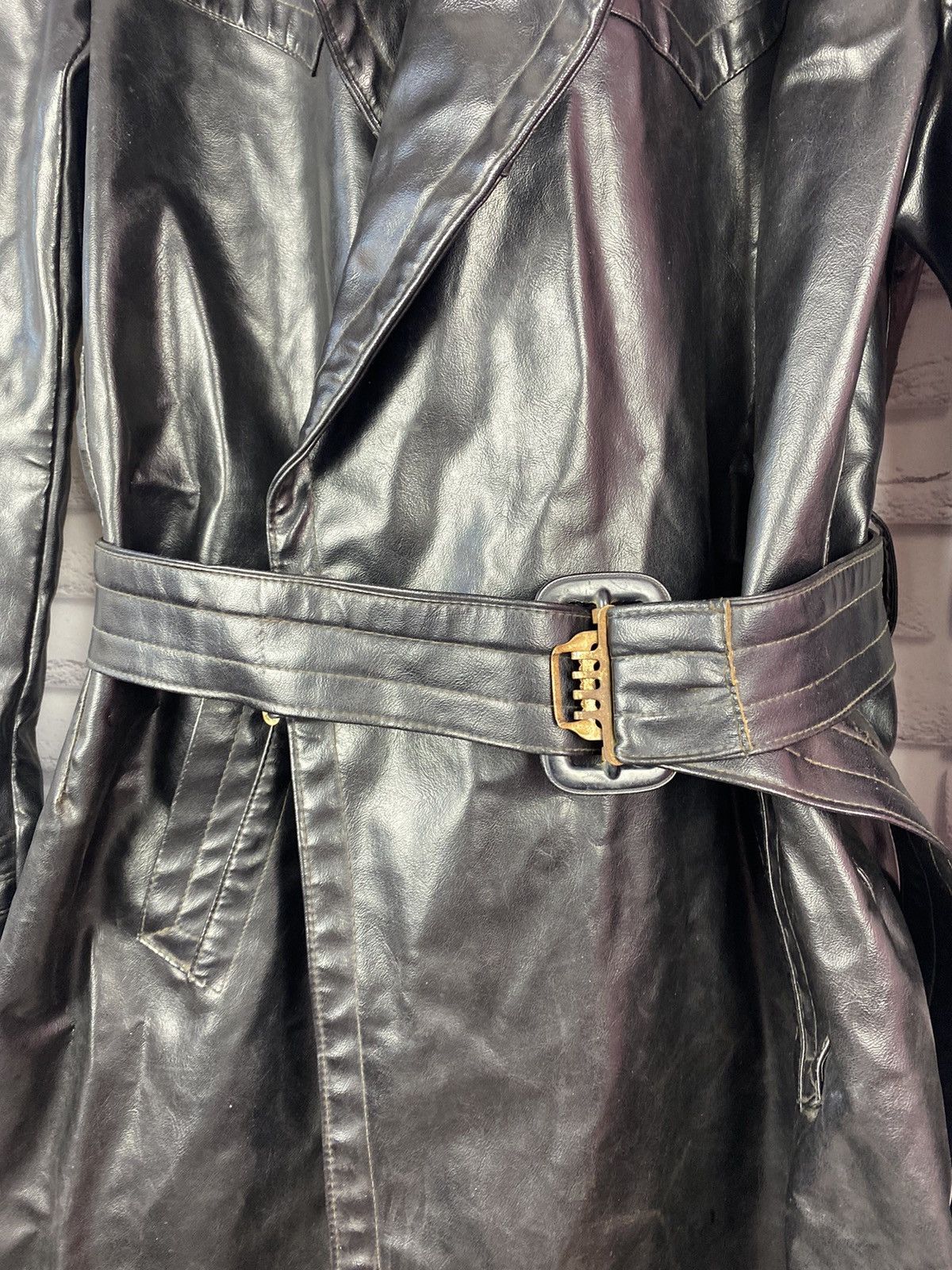 Leather Black vintage leather frock cape coat Size US L / EU 52-54 / 3 - 5 Thumbnail
