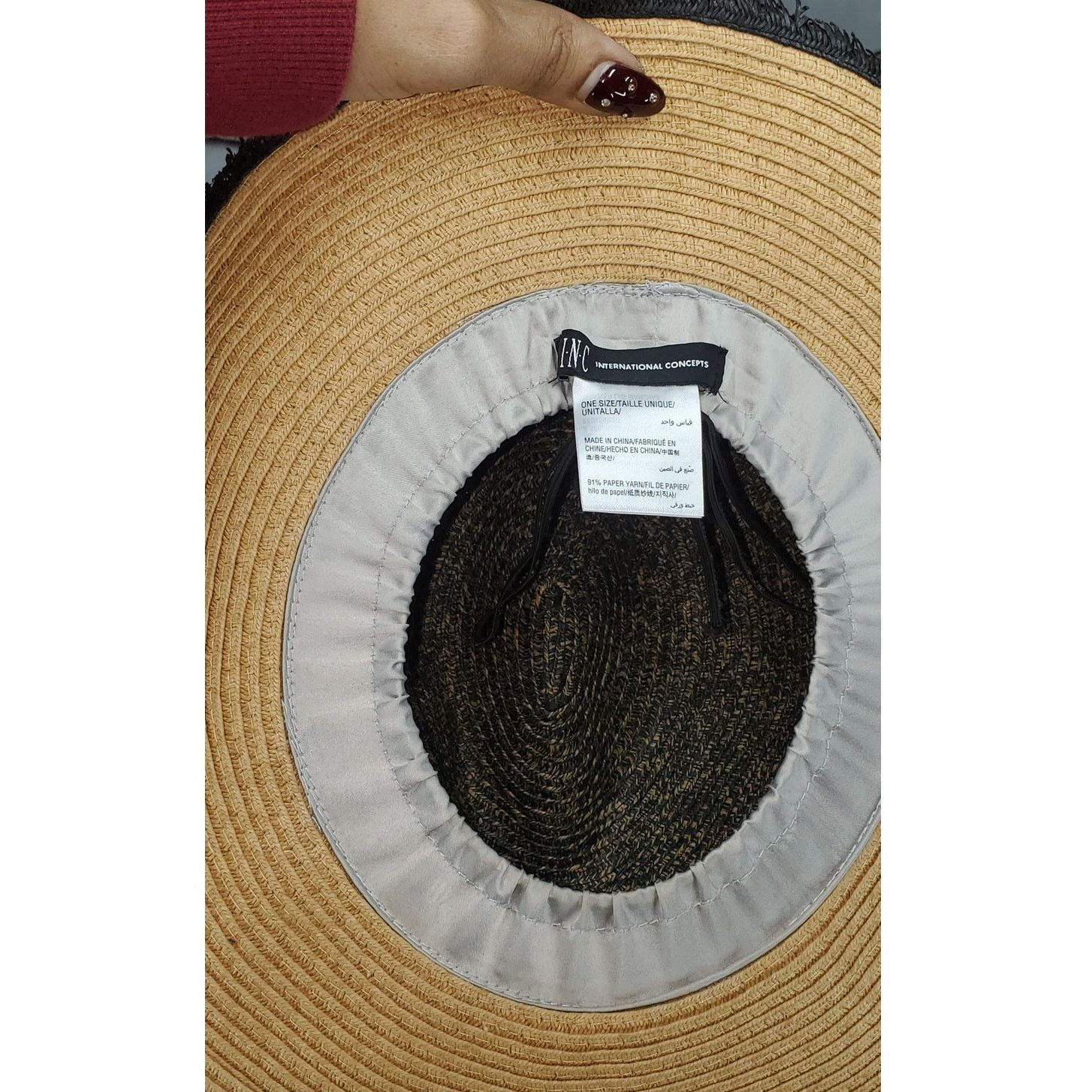 Other INC International Concepts Straw SunHat Tan/Black Woven OS Size ONE SIZE - 5 Thumbnail