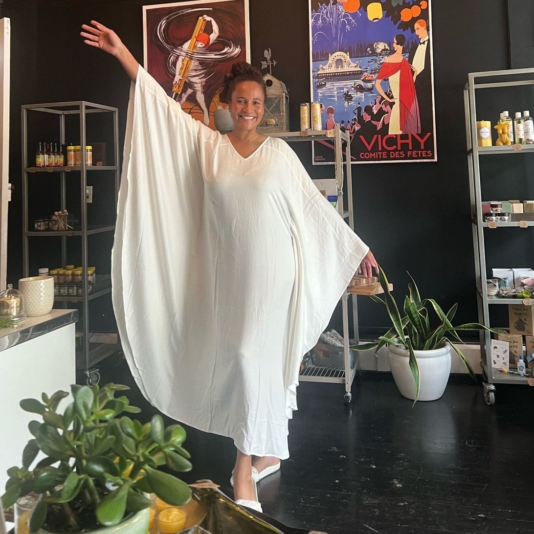 Secteur 6 Organic Maxi Kaftan Dress Fairy New Bat Sleeves