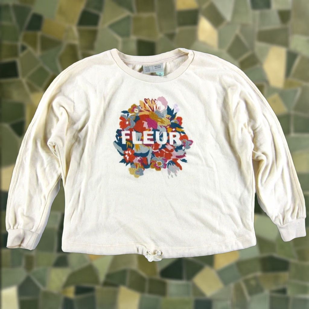 Anthropologie Anthropologie Saturday Sunday Fleur Ivory Pink Green Yellow Floral Sweatshirt XS Women Size XS / US 0-2 / IT 36-38 - 1 Thumbnail