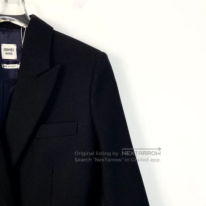 Hermes Hermes Black V-neck double-breasted waist-cinched blazer Size XXS / US 00 / IT 34 - 3 Thumbnail