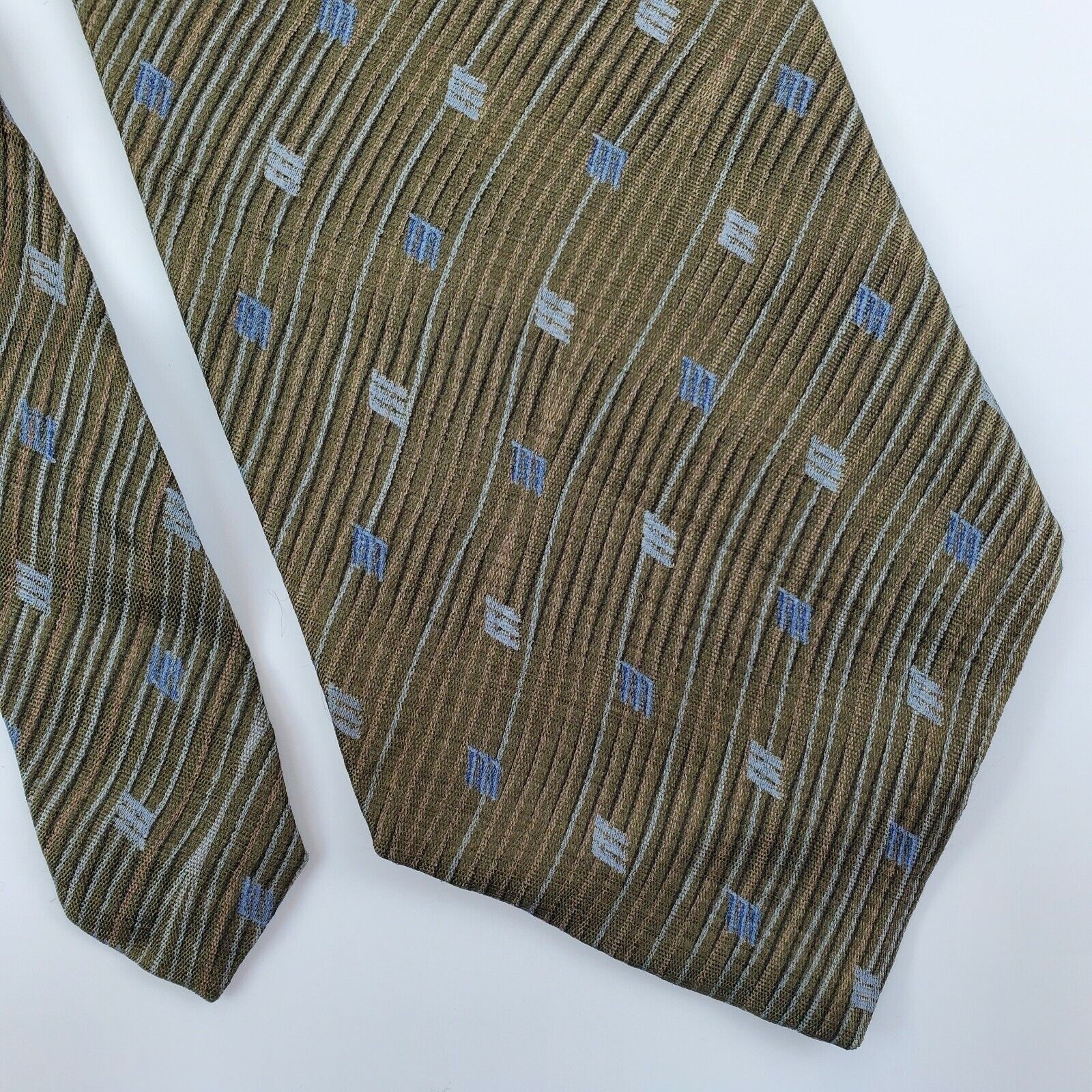 Dockers Dockers Khakis Silk Tie Green Geometric Wavy Wide Size ONE SIZE - 1 Thumbnail