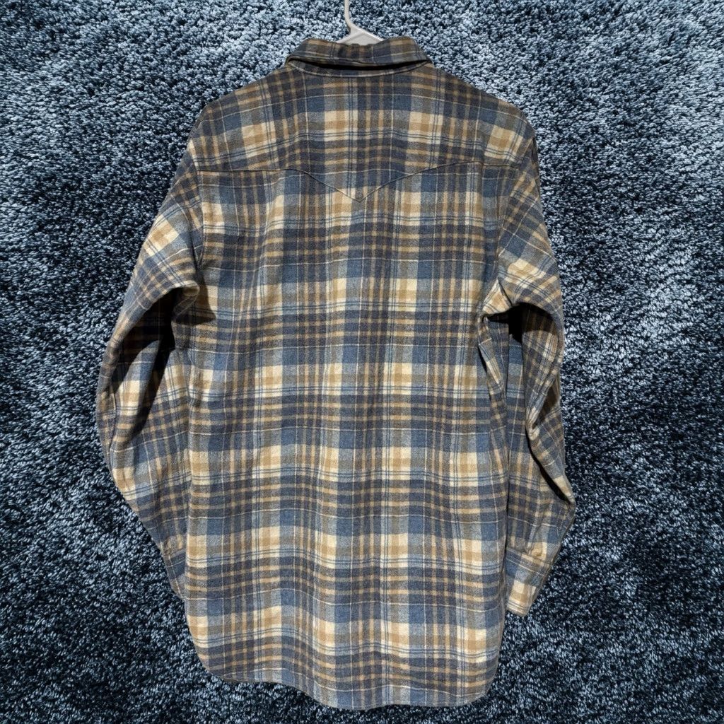 Vintage Pendleton Shirt Mens Medium Brown Wool Flannel Pearl Snap High Grade Western Wear 1970s, Men's
