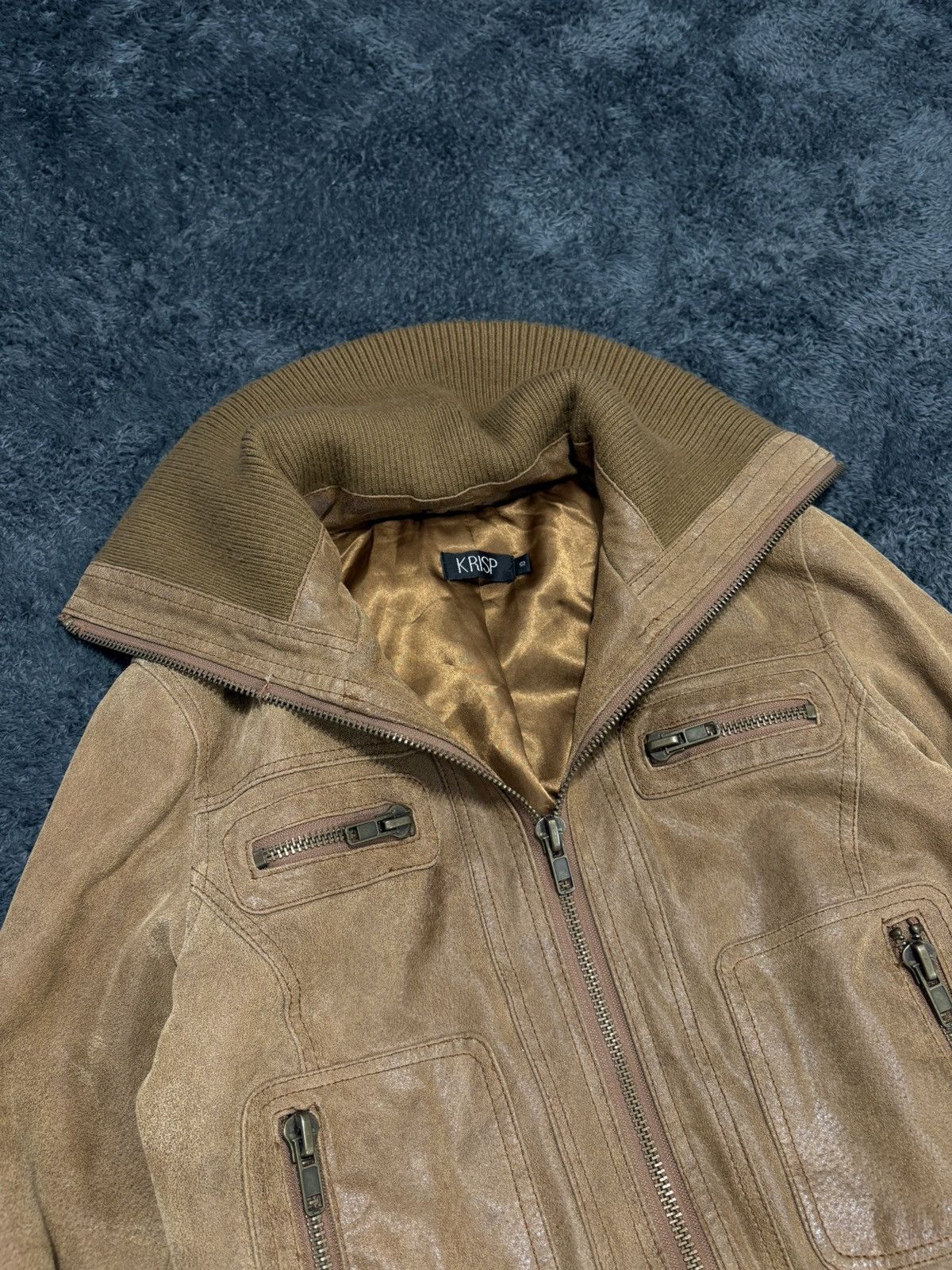 Japanese Brand 2000s Style Vintage Y2K High Neck Real Leather Jacket Rick Size M / US 6-8 / IT 42-44 - 3 Thumbnail