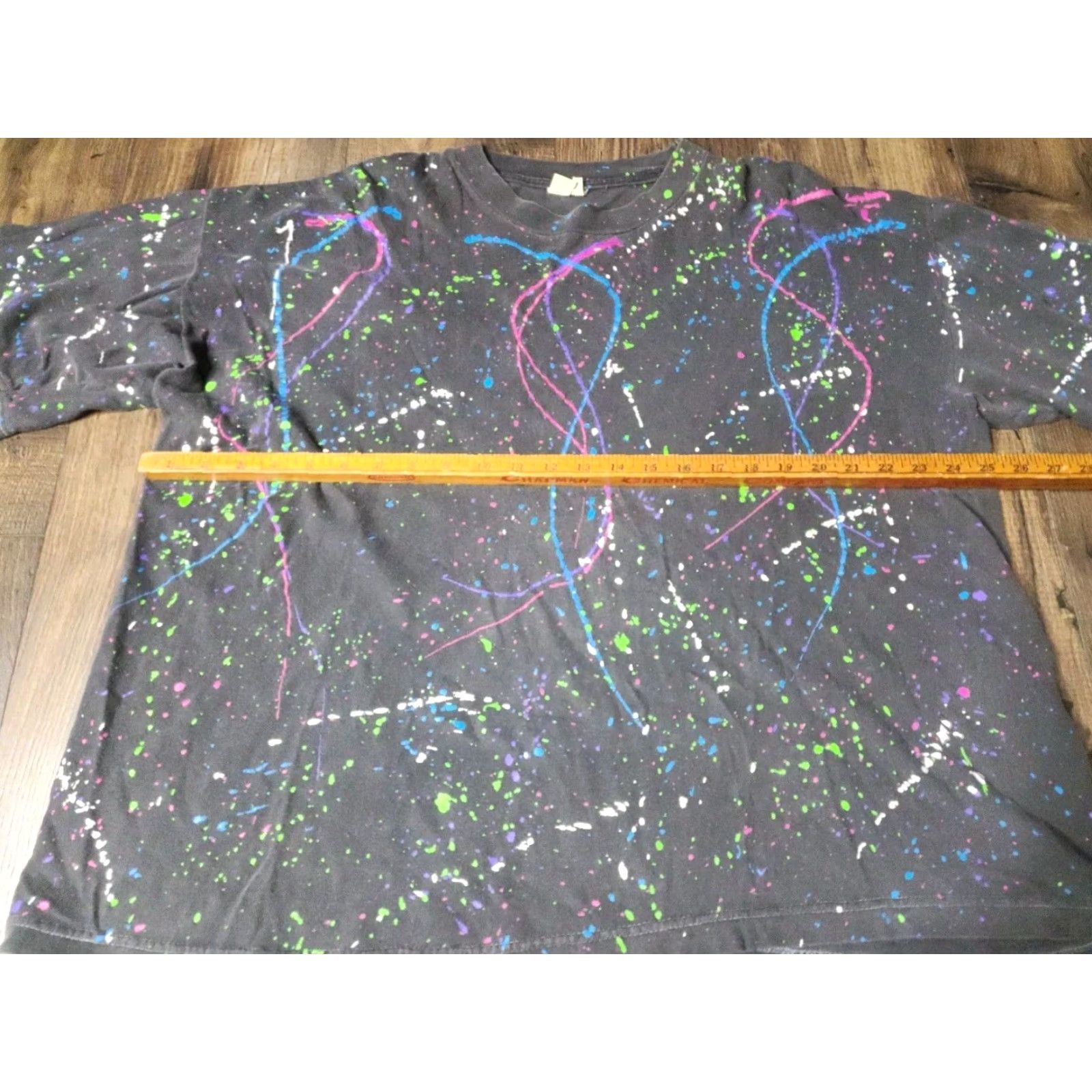 Vintage VINTAGE Unbranded Black Art Paint Splatter T-Shirt Mens XXL Distressed 80s Size US XXL / EU 58 / 5 - 2 Thumbnail