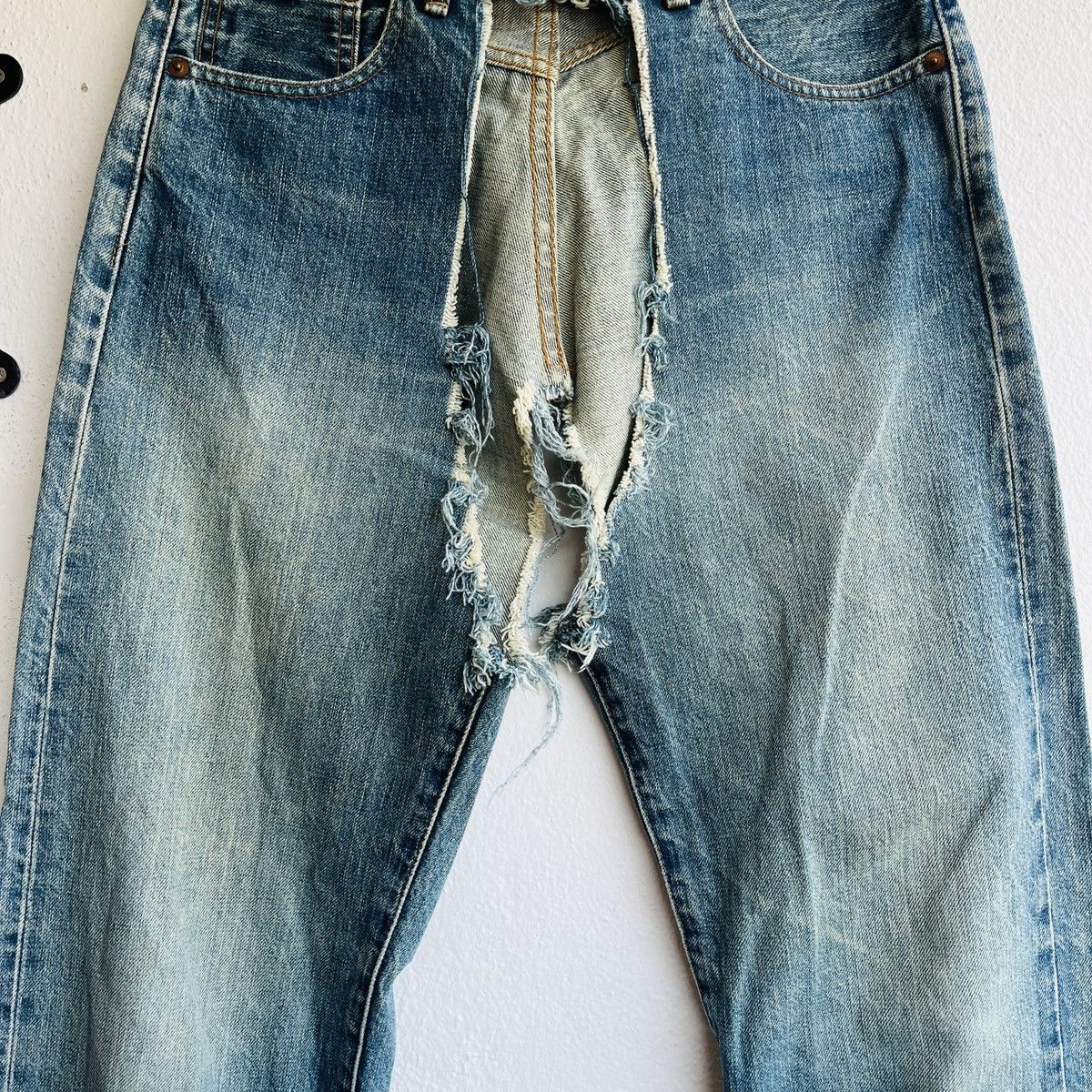 Levi's Vintage Levi's 502XX Big E Distressed Cut Selvedge Jeans J22 Size US 30 / EU 46 - 8 Thumbnail