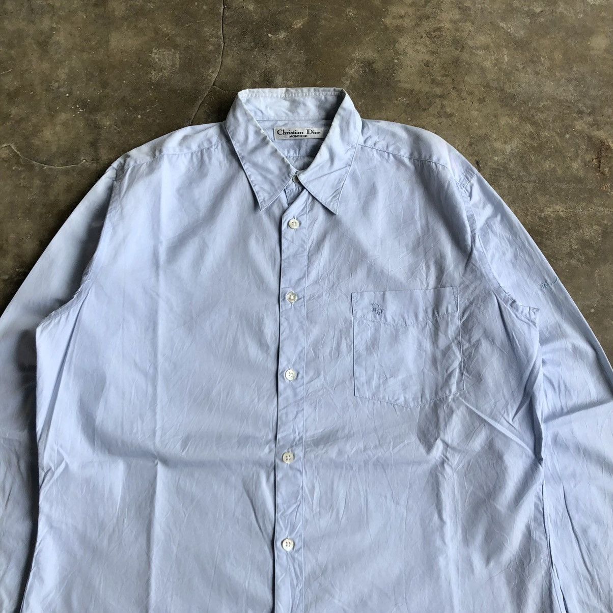 Dior 1990s Christian Dior Monsieur Signature Shirt Blue Luxury Size US XL / EU 56 / 4 - 3 Thumbnail