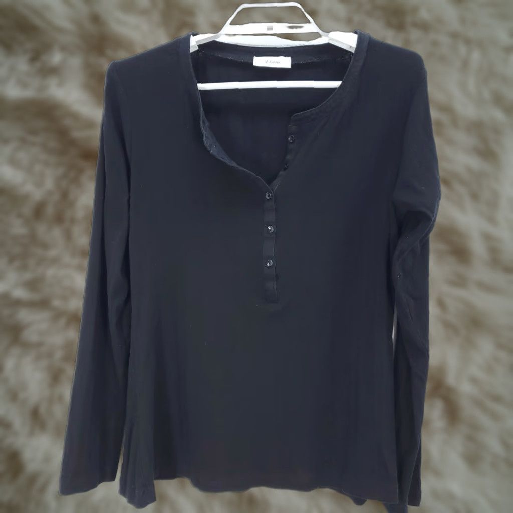 Vintage VINTAGE Etam Women's Sleep Shirt Black Long Sleeve 3/4 BUTTONS SZ 38 Angel Top Mens Womens Girls Size XS / US 0-2 / IT 36-38 - 1 Thumbnail