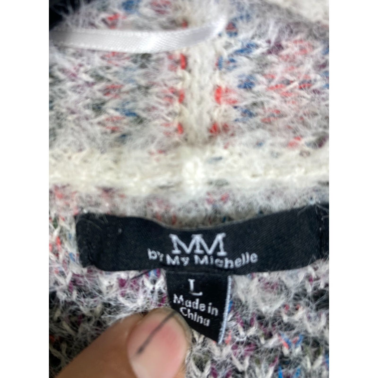 Vintage MM by My Michelle Western Cardigan Sweater Womens Large White Aztec Open Front Long Sleeve V-Neck Open Front Cardigan Western Aztec White Womens L Size L / US 10 / IT 46 - 5 Thumbnail