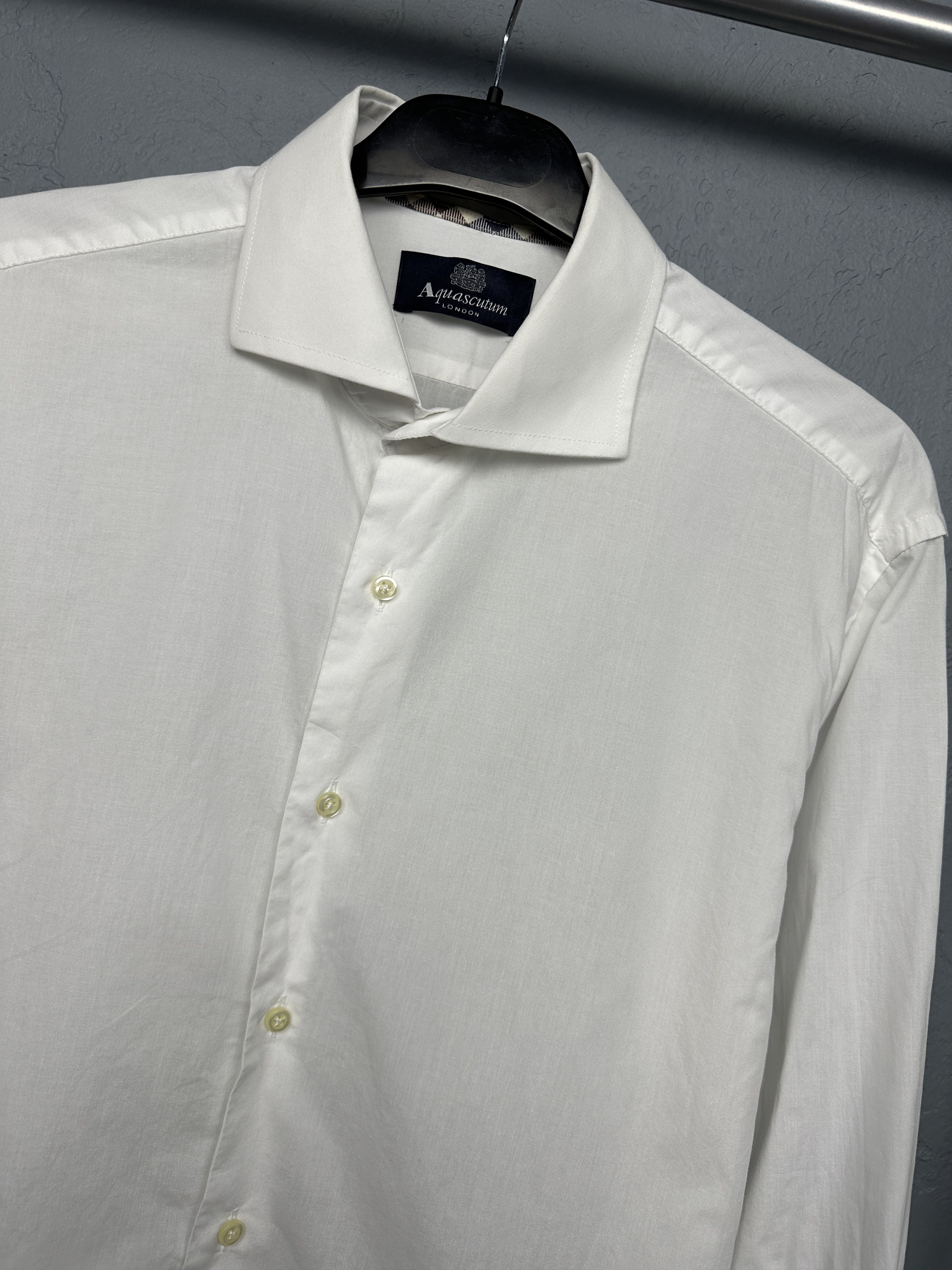 Aquascutum Aquascutum Mens Long Sleeve White Shirt Size US L / EU 52-54 / 3 - 2 Thumbnail