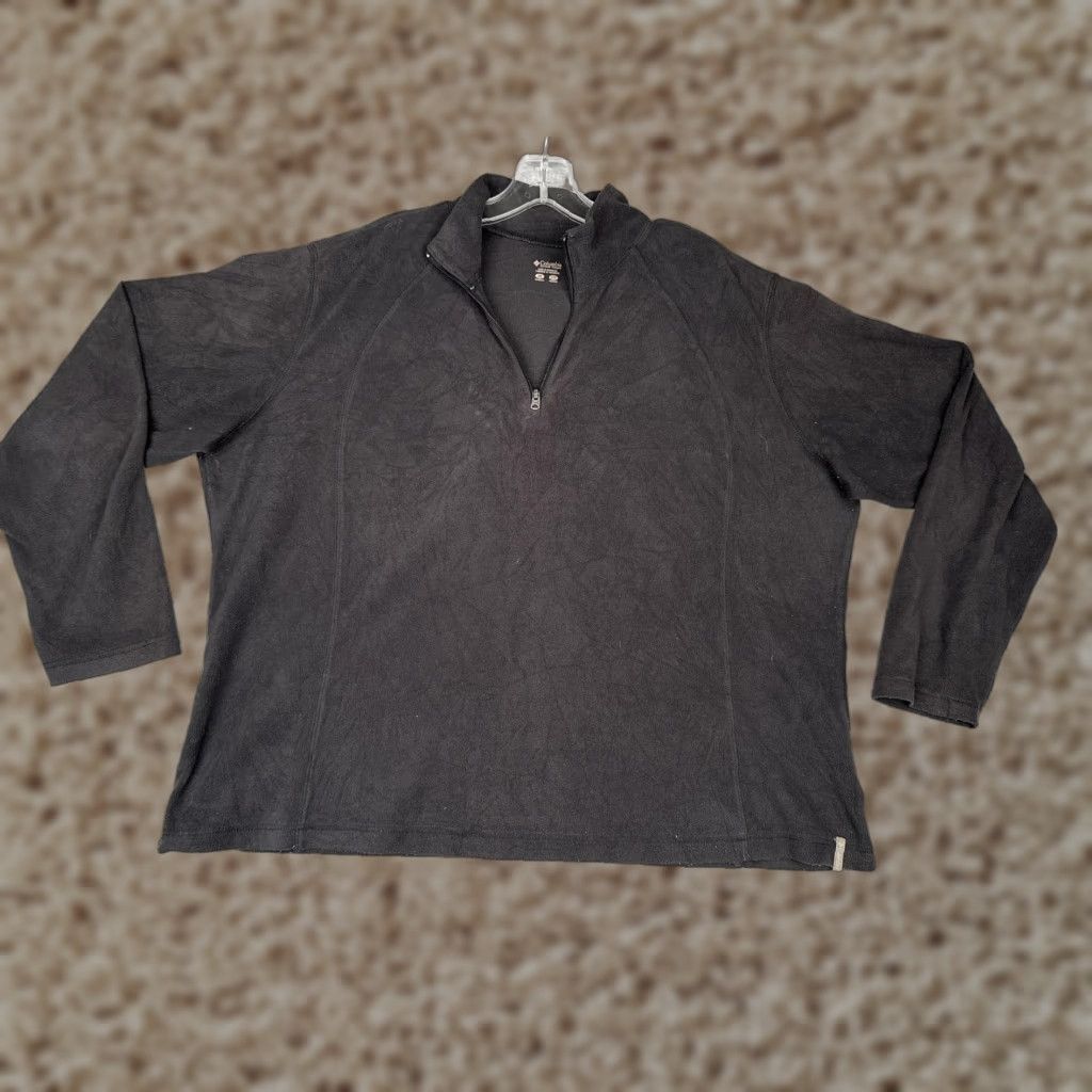 Vintage Columbia Womens Pullover Shirt 2X Black Fleece Quarter Zip Mock Neck Raglan Sleeve Outdoor Hiking Walking Regular Size XXL / US 16-18 / IT 52-54 - 1 Thumbnail