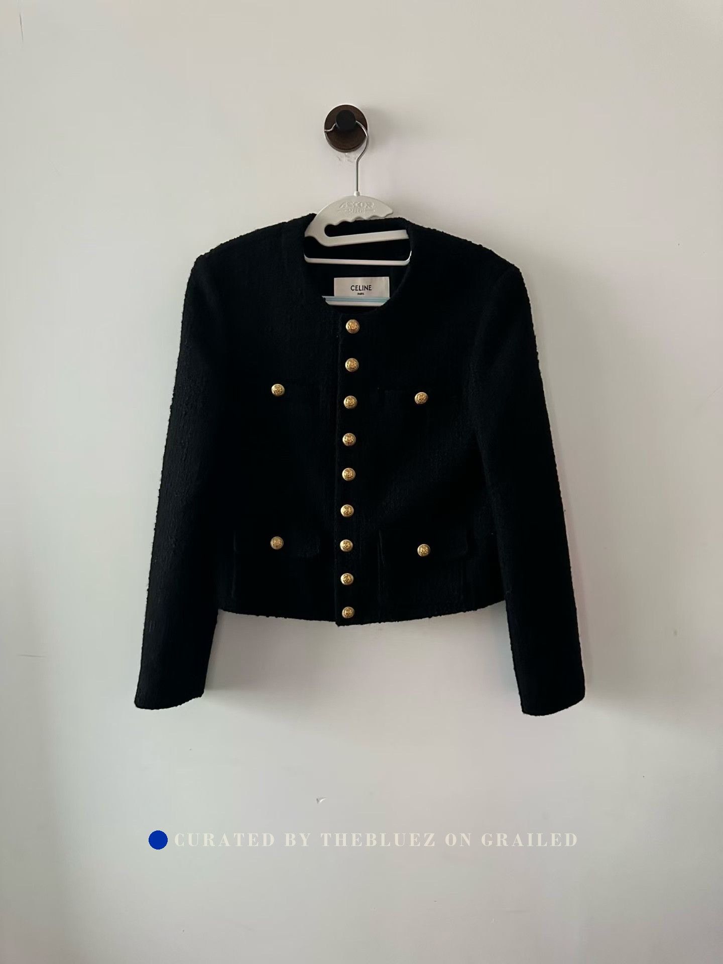 Celine Celine Black Gold Tweed Coat Size XXS / US 00 / IT 34 - 1 Thumbnail