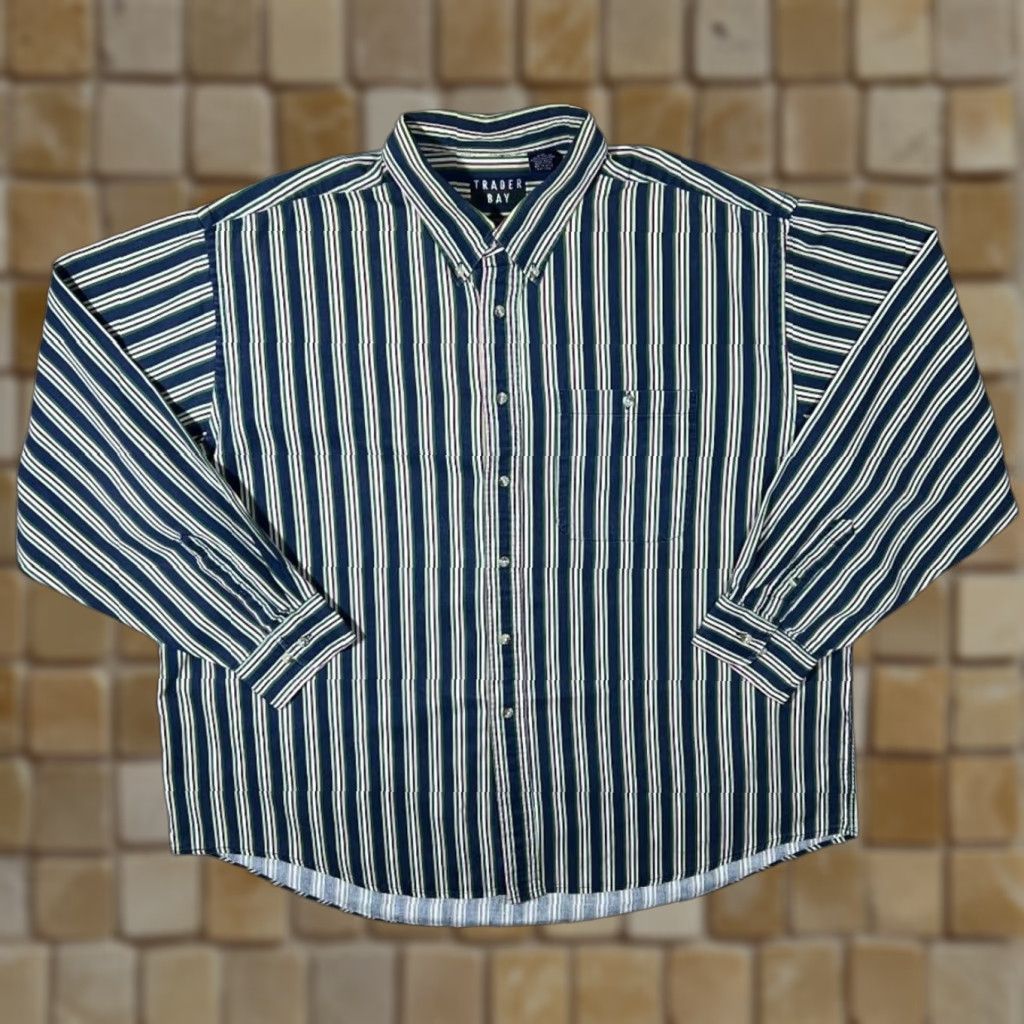 Vintage VINTAGE Trader Bay Colour Block Multi Striped Button-Up Long Sleeve Shirt XXL Mens Size US XXL / EU 58 / 5 - 1 Thumbnail