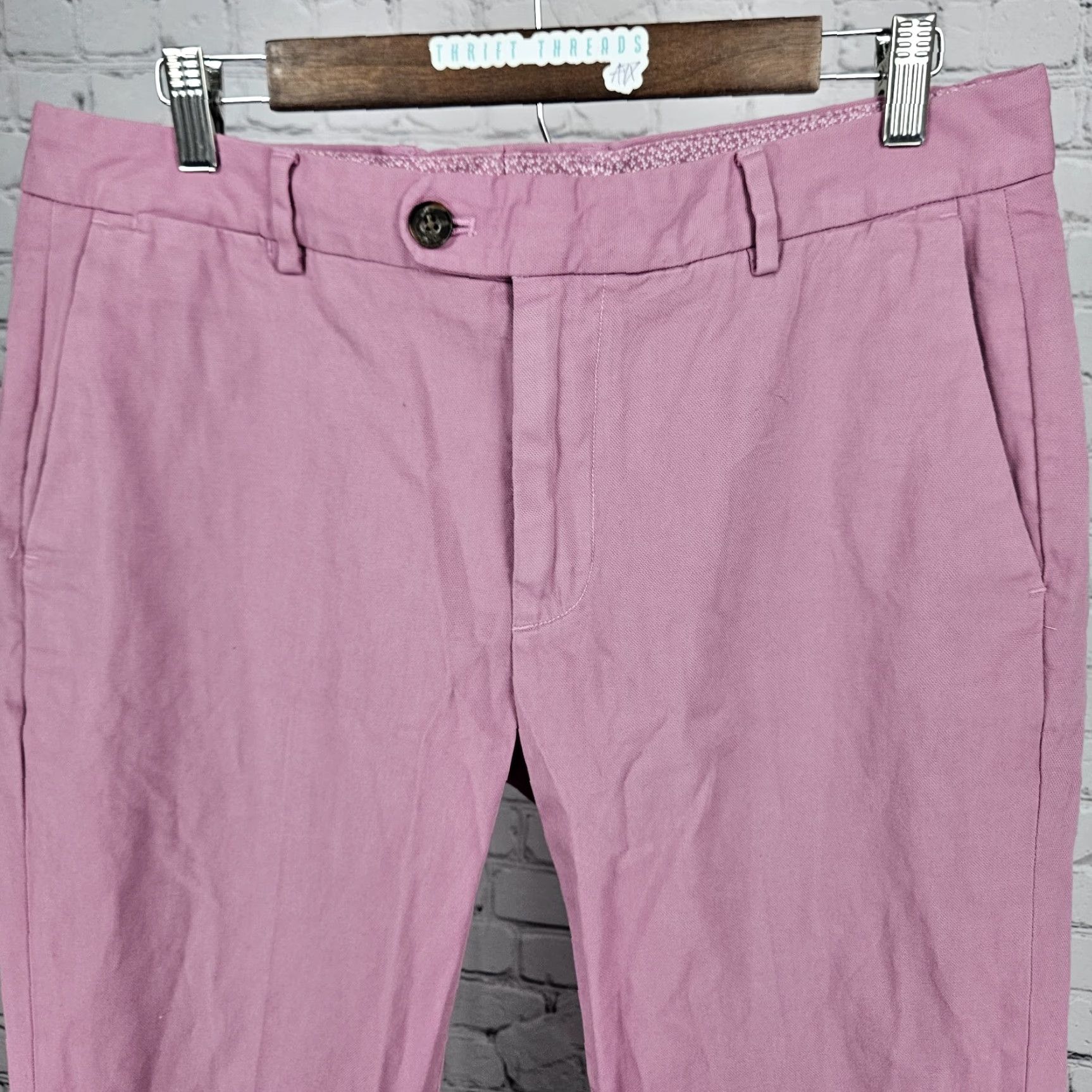 Bonobos Bonobos Pink Slim Taper Cotton Stretch Flat Front Slash Pocket Chino Pants 33x32 Size US 33 - 6 Thumbnail