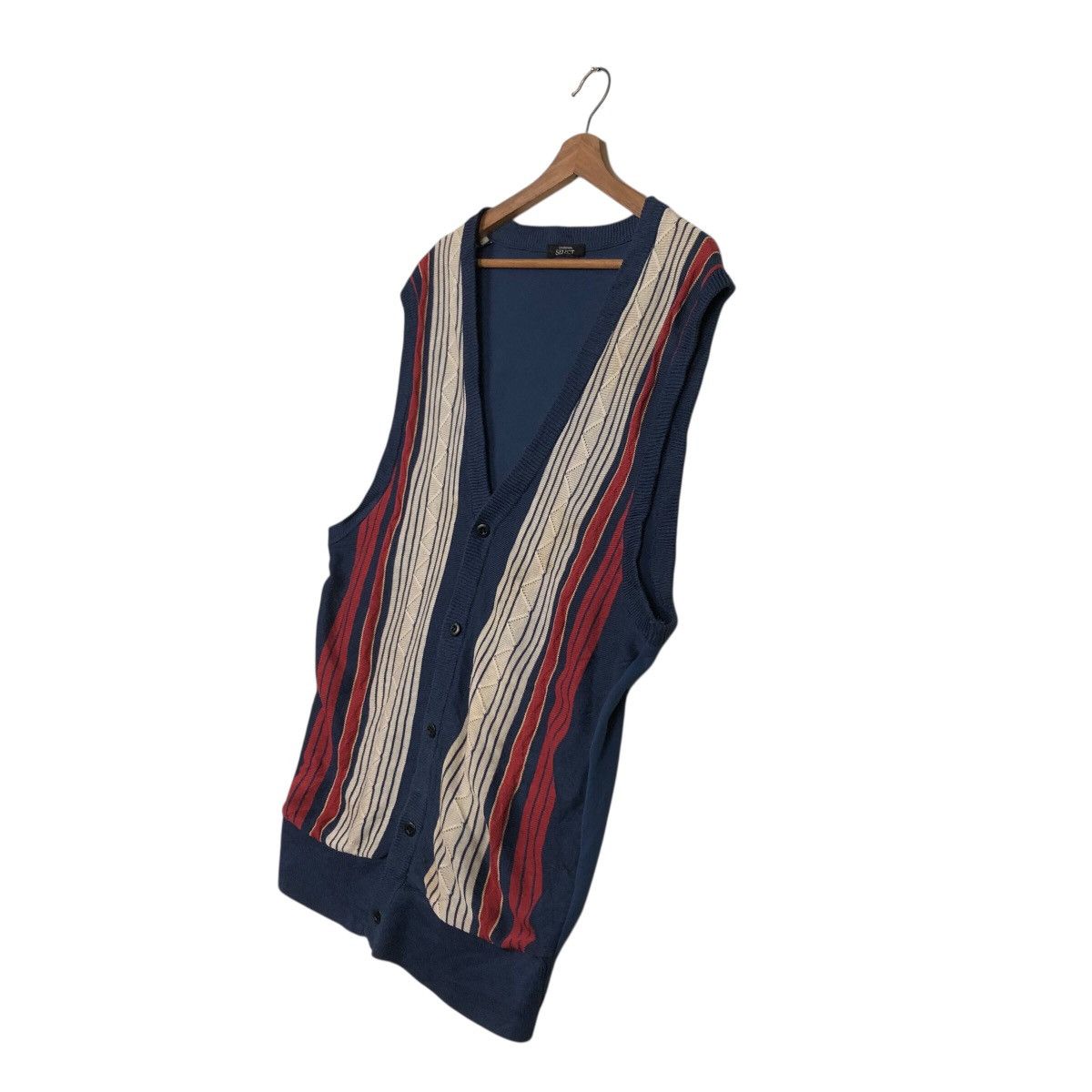 Japanese Brand Vintage Knit Sweater Tank Top Stripe Lindbergh Issey Miyake Size US L / EU 52-54 / 3 - 3 Thumbnail