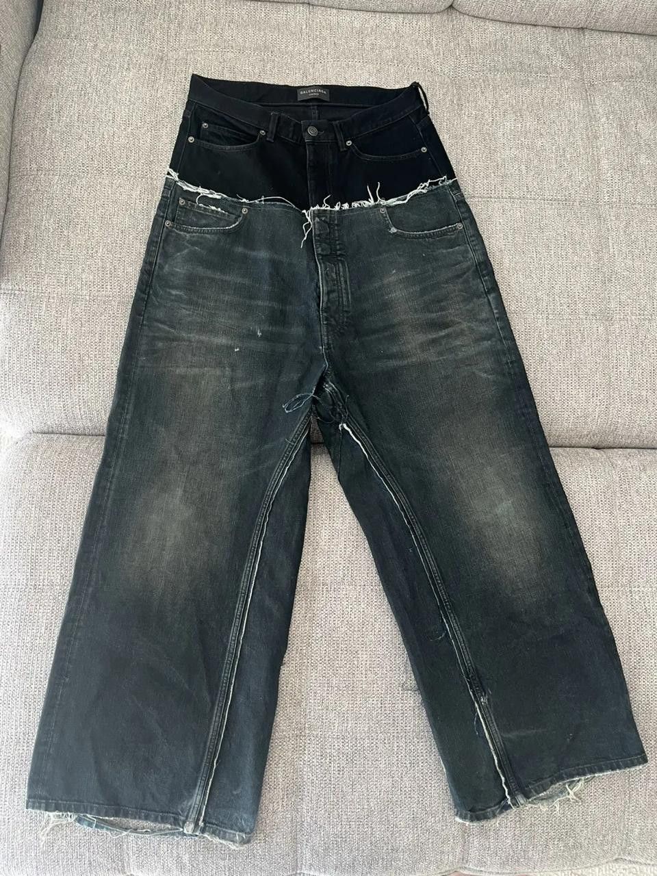 Balenciaga Balenciaga Cut Up Double Waist Baggy Denim Black/Dark