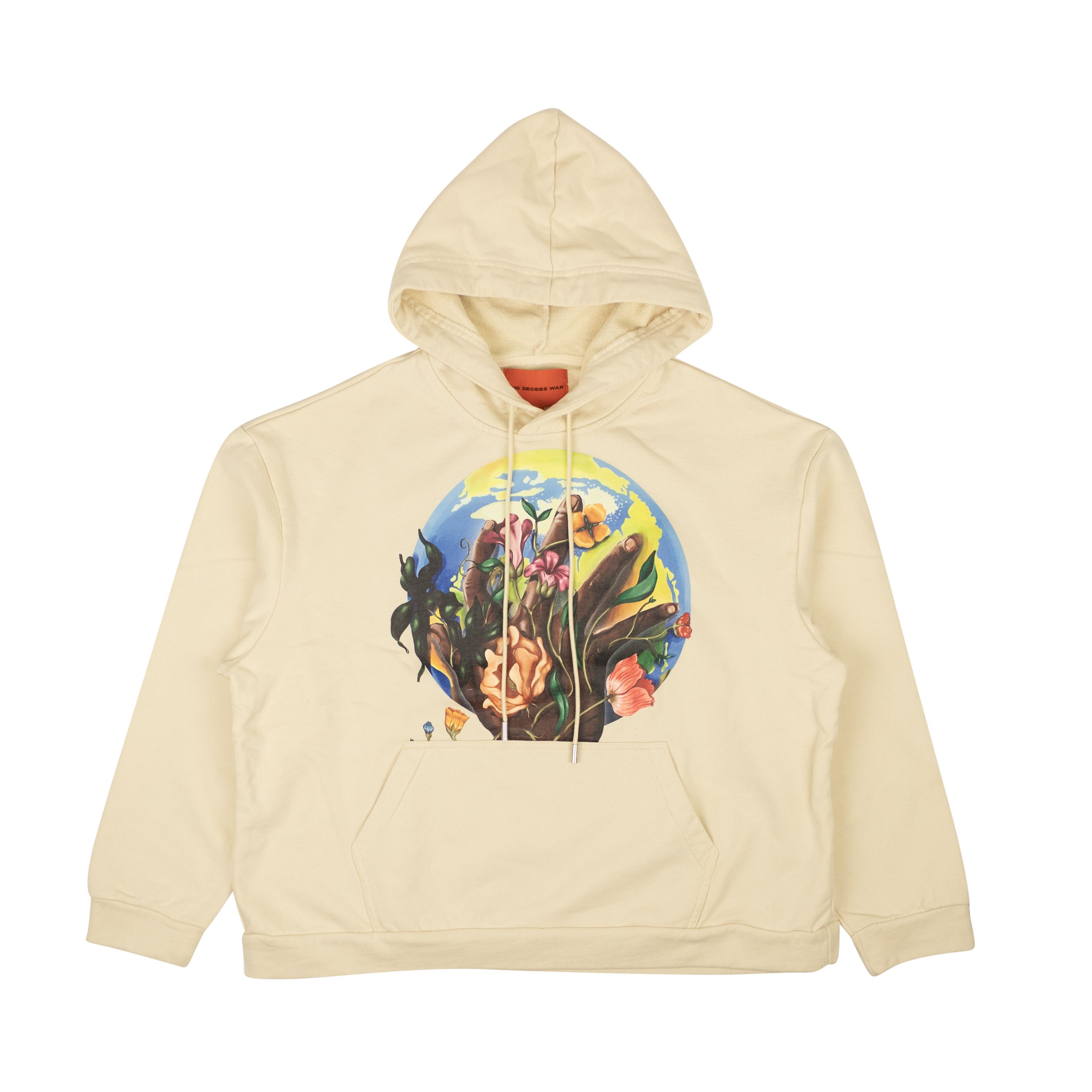 image of Who Decides War Cream Roots Of Peace Hooded Pullover Size Xs, Men's