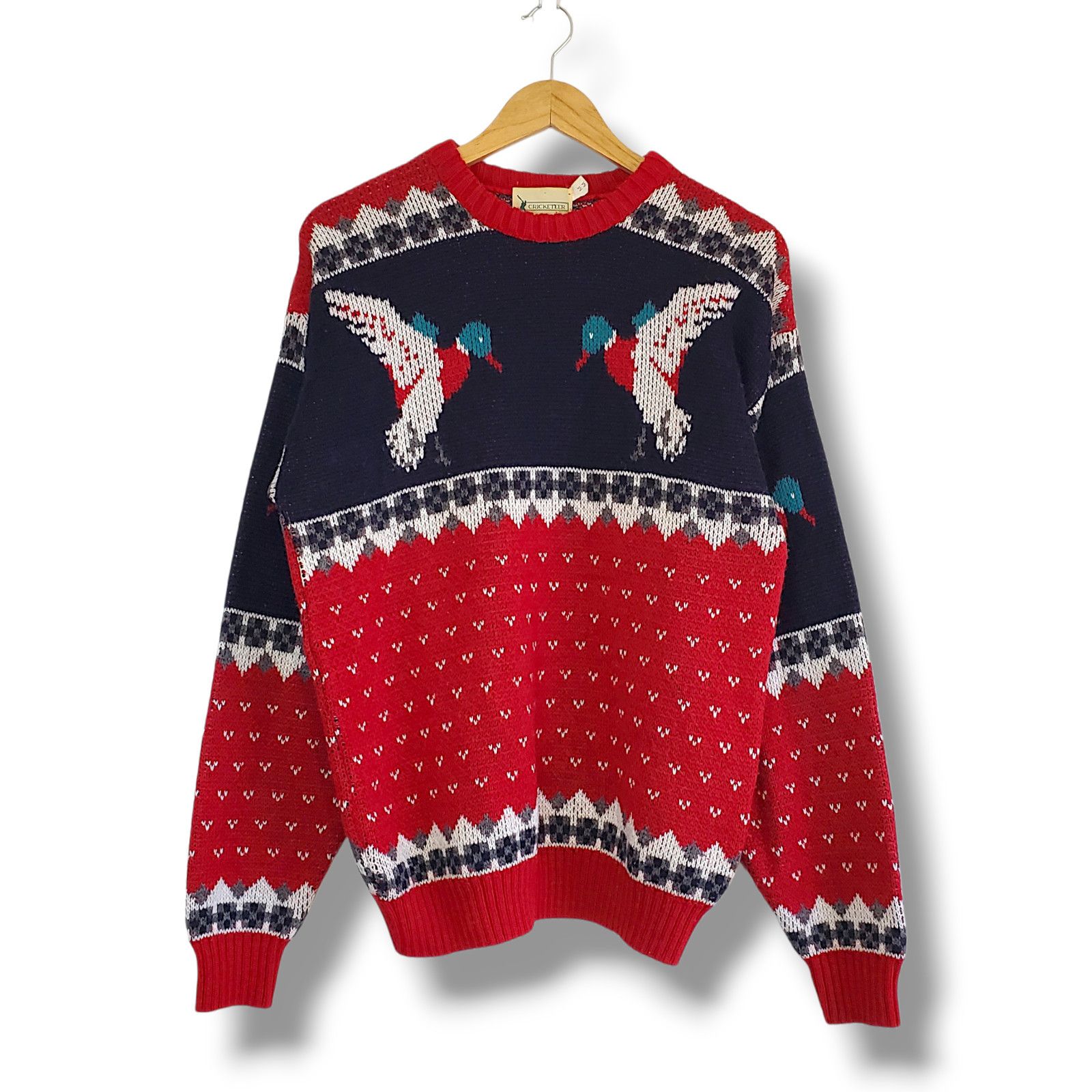 Vintage Vintage 90s Duck Nature Knit Sweater Red Size M Size US M / EU 48-50 / 2 - 1 Thumbnail
