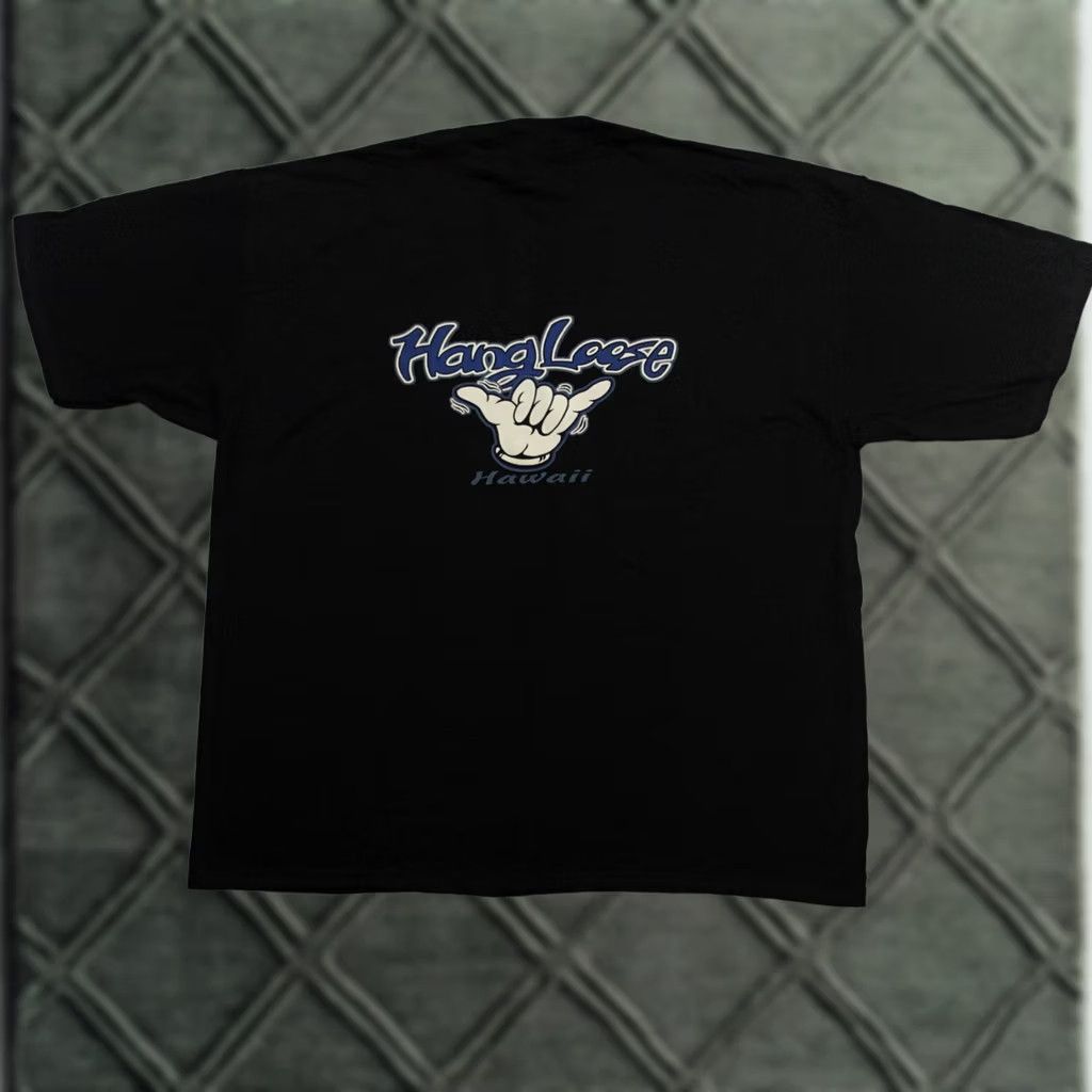 Gildan VINTAGE Hawaii T-Shirt Mens 2XL Black Hang Loose Surf Beach 31x26 GILDAN Shirt Mens 2XL Black Beach USA 90s Size US XXL / EU 58 / 5 - 1 Thumbnail