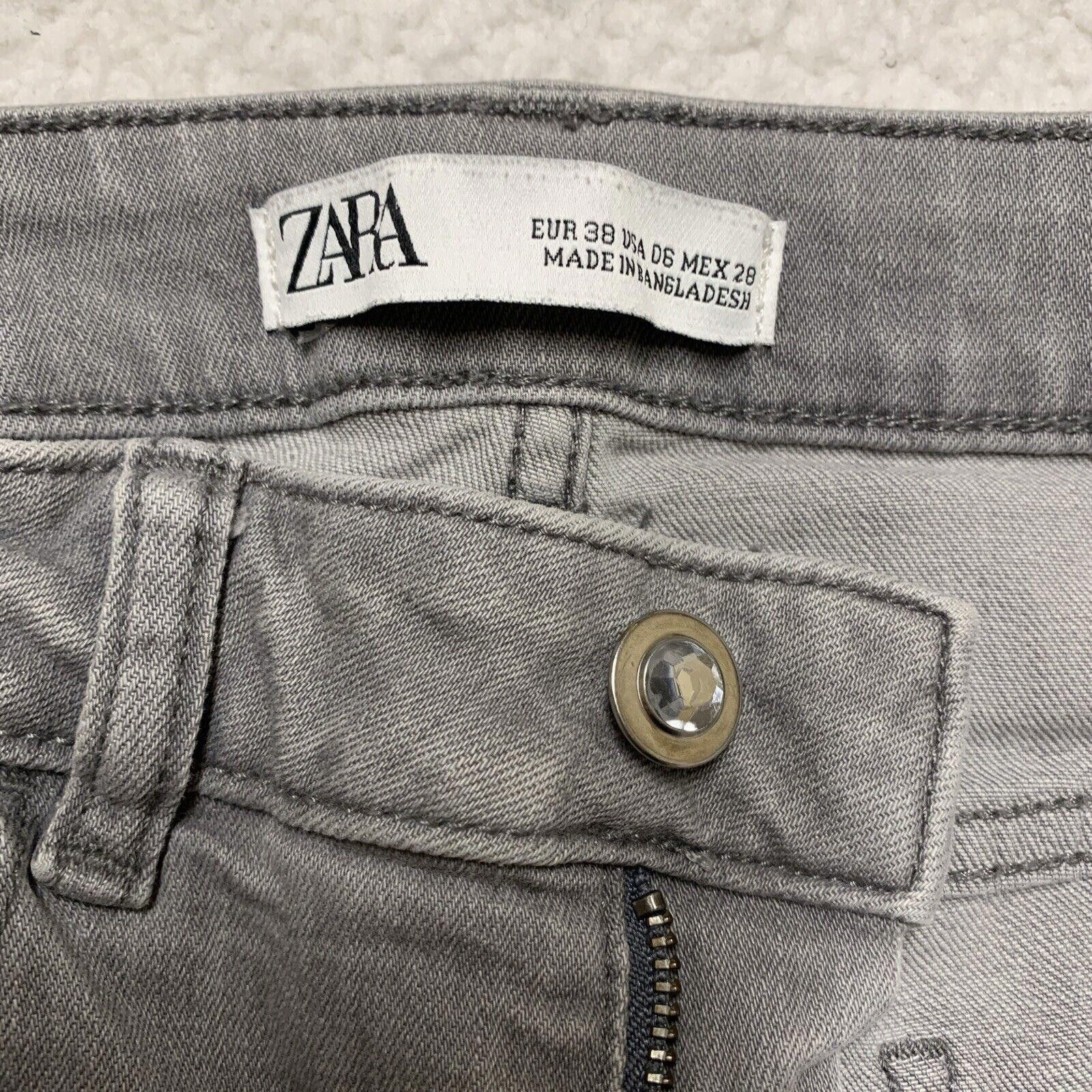Zara Zara Women's Size 6 Gray Light Wash Skinny Distressed Jeans Size 28" / US 6 / IT 42 - 7 Thumbnail