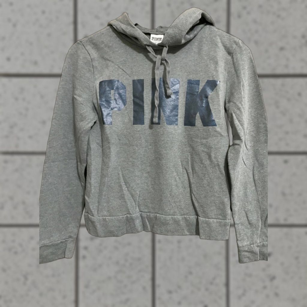 Victoria's Secret VICTORIA SECRET PINK Sweatshirt WOMEN XS Gray SPELLOUT HOODIE EUC Size XS / US 0-2 / IT 36-38 - 1 Thumbnail