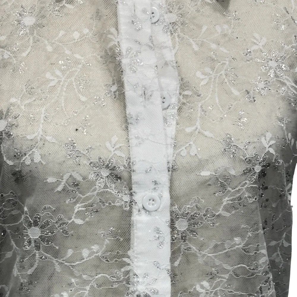 Other Blue B Lace Sheer Metallic Shirt NWT Size M / US 6-8 / IT 42-44 - 5 Thumbnail