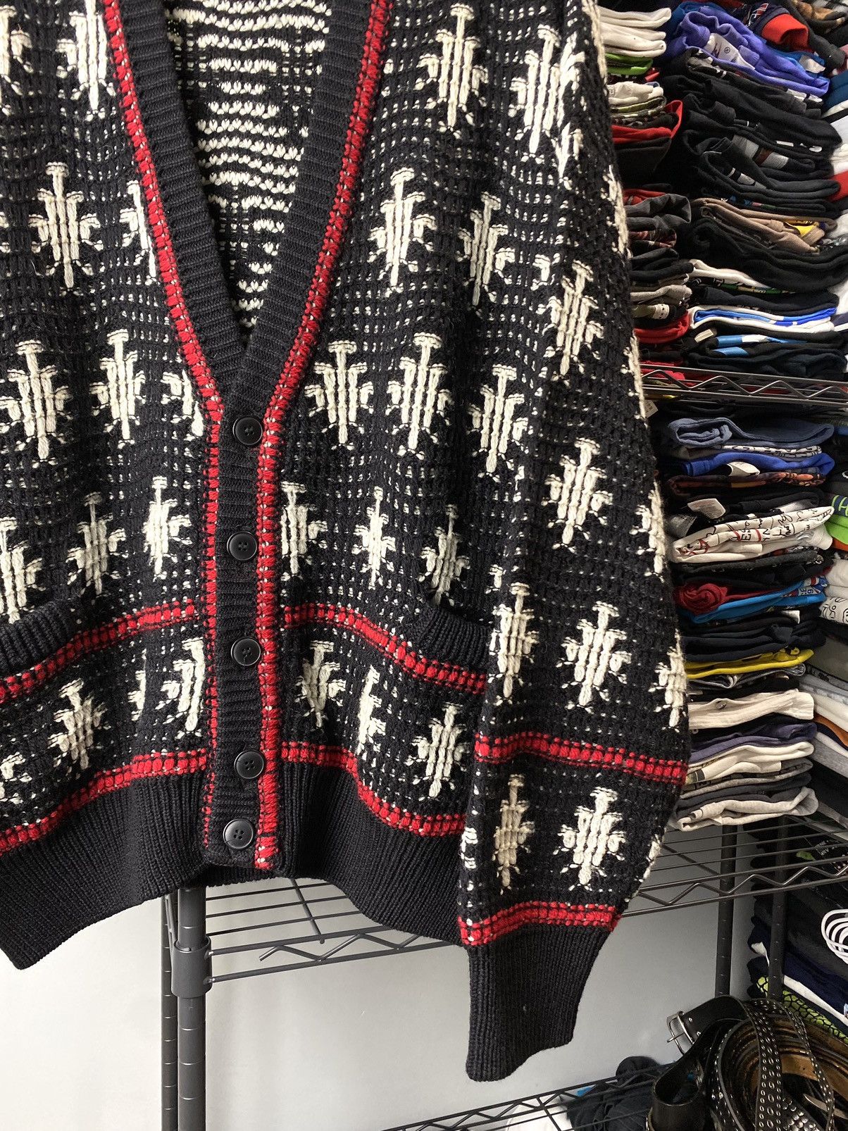 Vintage Rare! Nani Bon Wool Luxury Cardigan Sweater Abstract Knit Size US L / EU 52-54 / 3 - 4 Thumbnail